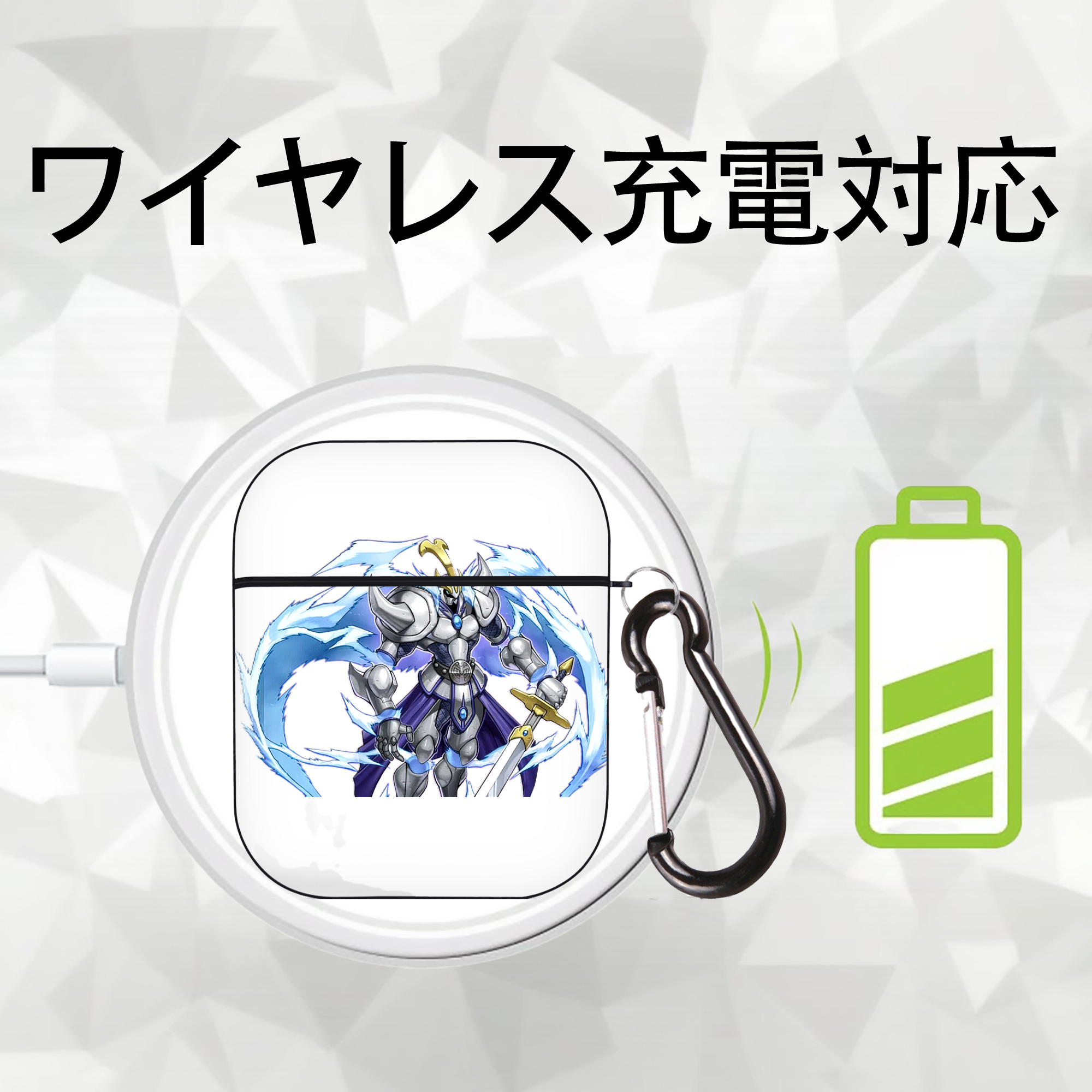 遊☆戯☆王 Yu-Gi-Oh! AirPods 第2世代保護ケース ハードシェル ブラック 耐衝撃・防指紋・カラビナ付き