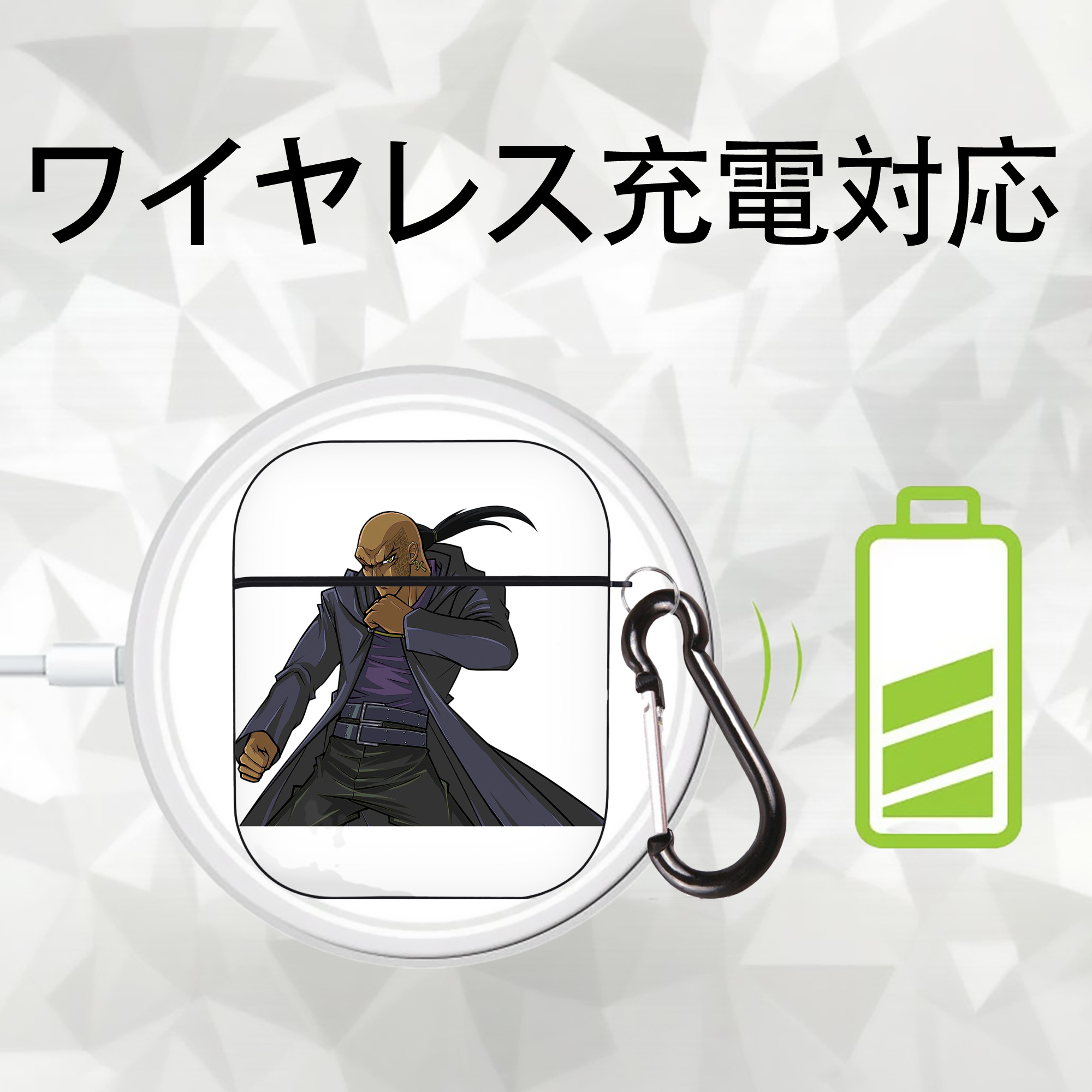 遊☆戯☆王 Yu-Gi-Oh! AirPods 第2世代保護ケース ハードシェル ブラック 耐衝撃・防指紋・カラビナ付き