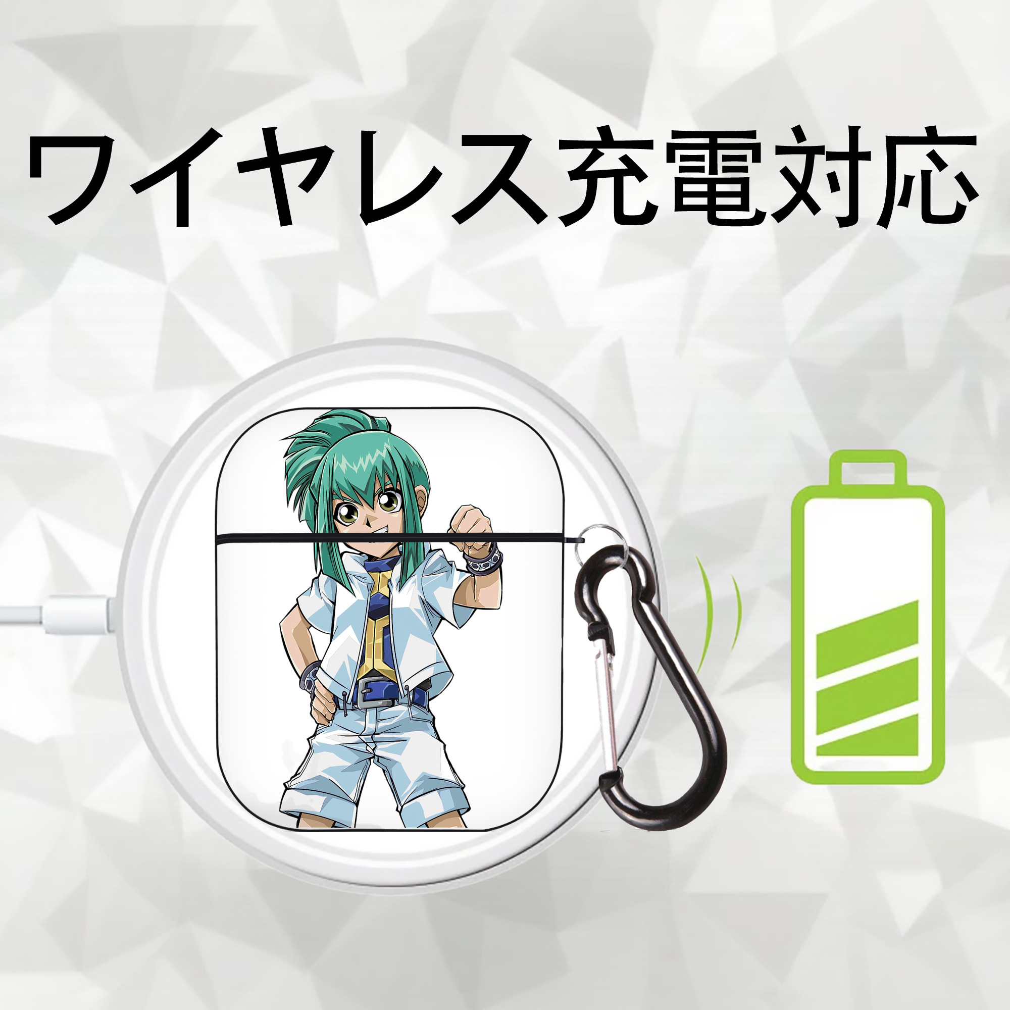 遊☆戯☆王 Yu-Gi-Oh! AirPods 第2世代保護ケース ハードシェル ブラック 耐衝撃・防指紋・カラビナ付き
