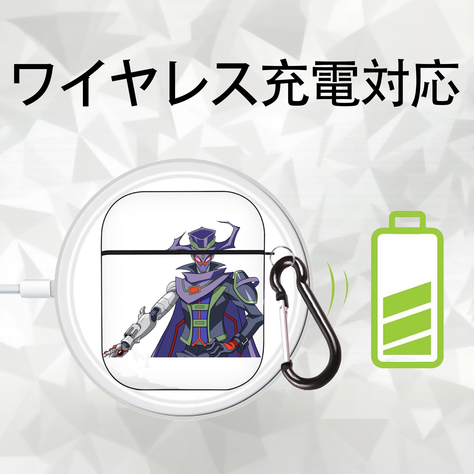 遊☆戯☆王 Yu-Gi-Oh! AirPods 第2世代保護ケース ハードシェル ブラック 耐衝撃・防指紋・カラビナ付き