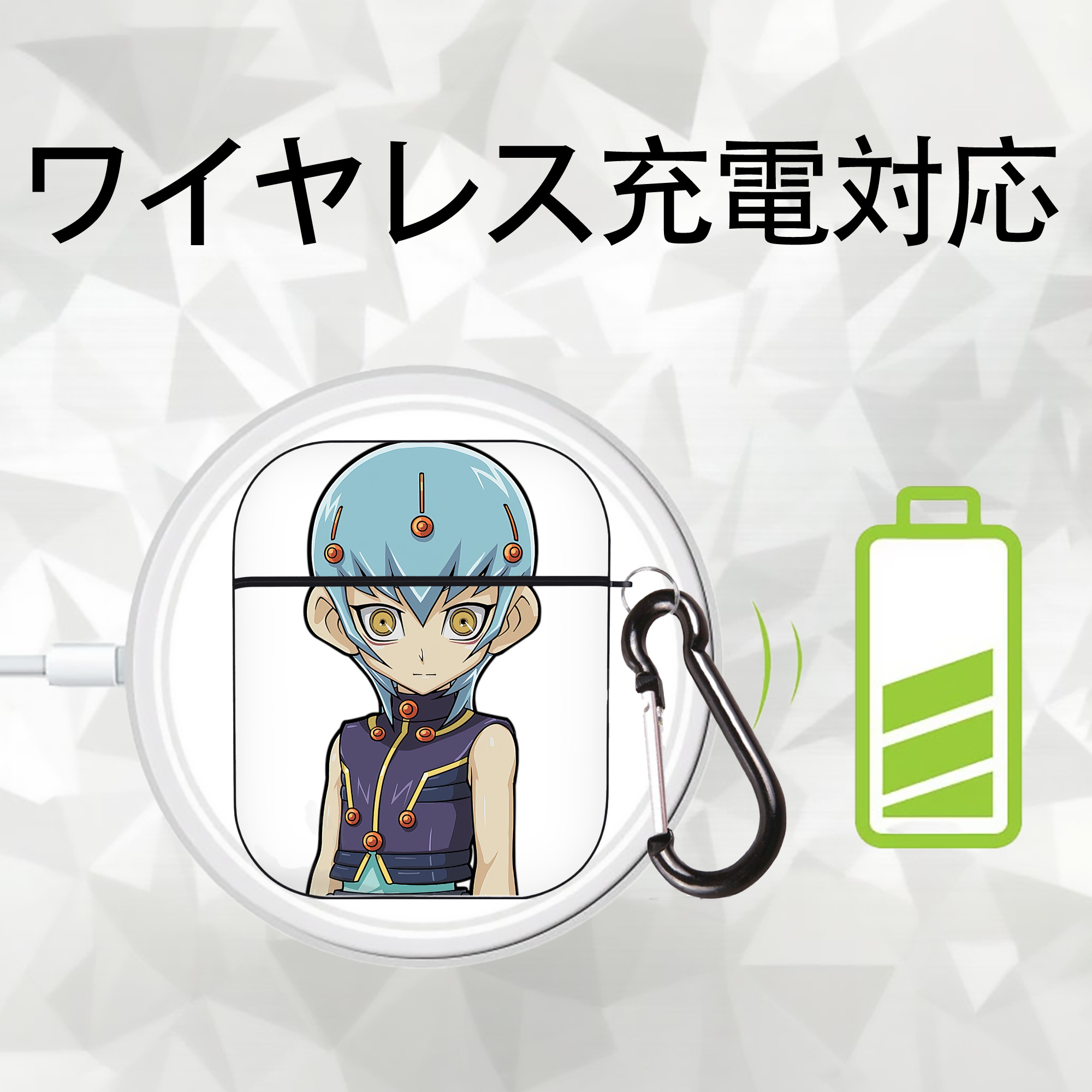 遊☆戯☆王 Yu-Gi-Oh! AirPods 第2世代保護ケース ハードシェル ブラック 耐衝撃・防指紋・カラビナ付き