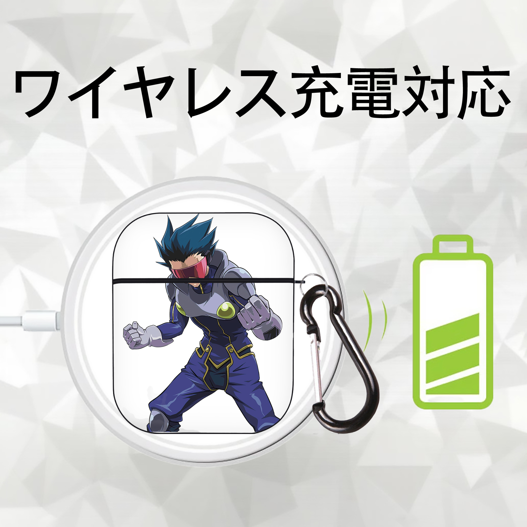 遊☆戯☆王 Yu-Gi-Oh! AirPods 第2世代保護ケース ハードシェル ブラック 耐衝撃・防指紋・カラビナ付き