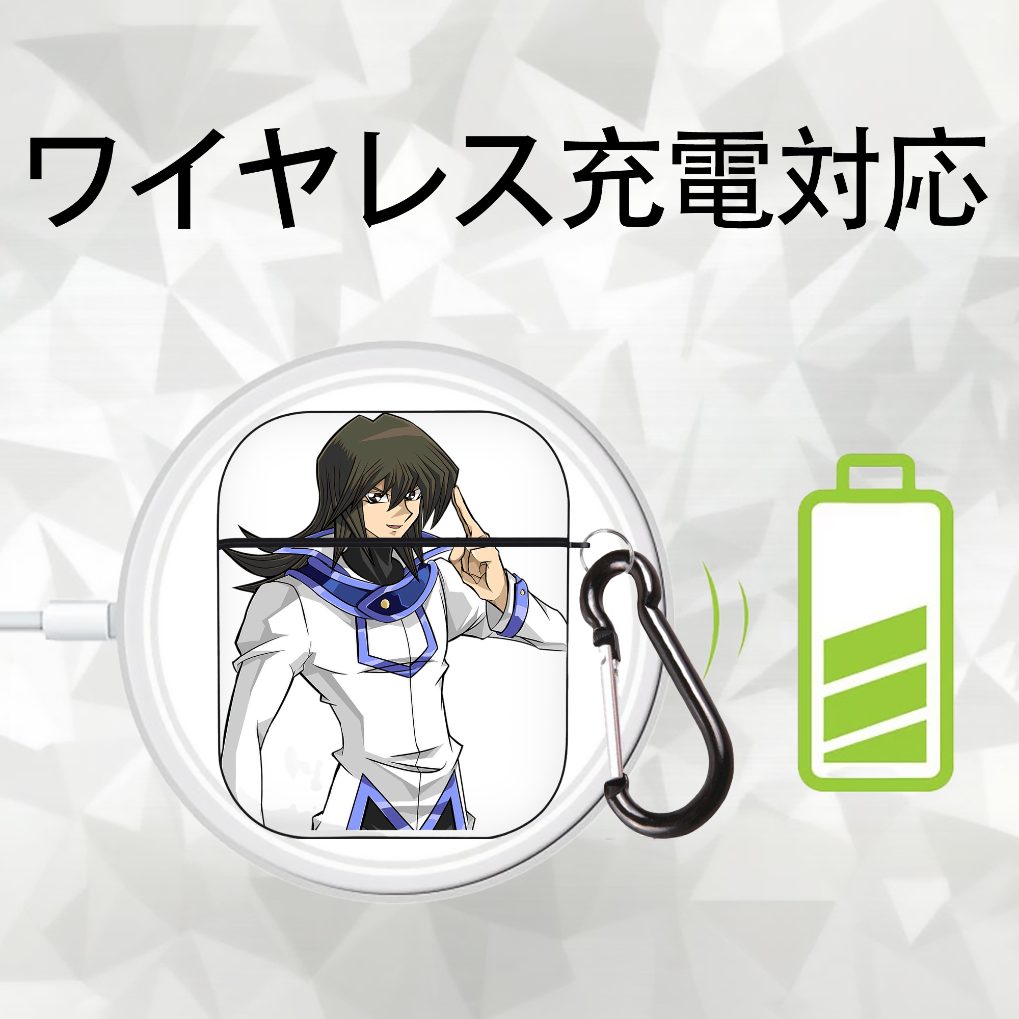 遊☆戯☆王 Yu-Gi-Oh! AirPods 第2世代保護ケース ハードシェル ブラック 耐衝撃・防指紋・カラビナ付き