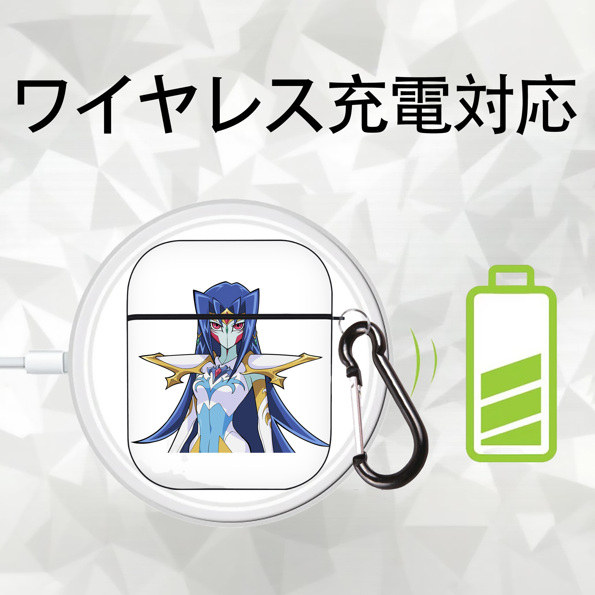 遊☆戯☆王 Yu-Gi-Oh! AirPods 第2世代保護ケース ハードシェル ブラック 耐衝撃・防指紋・カラビナ付き