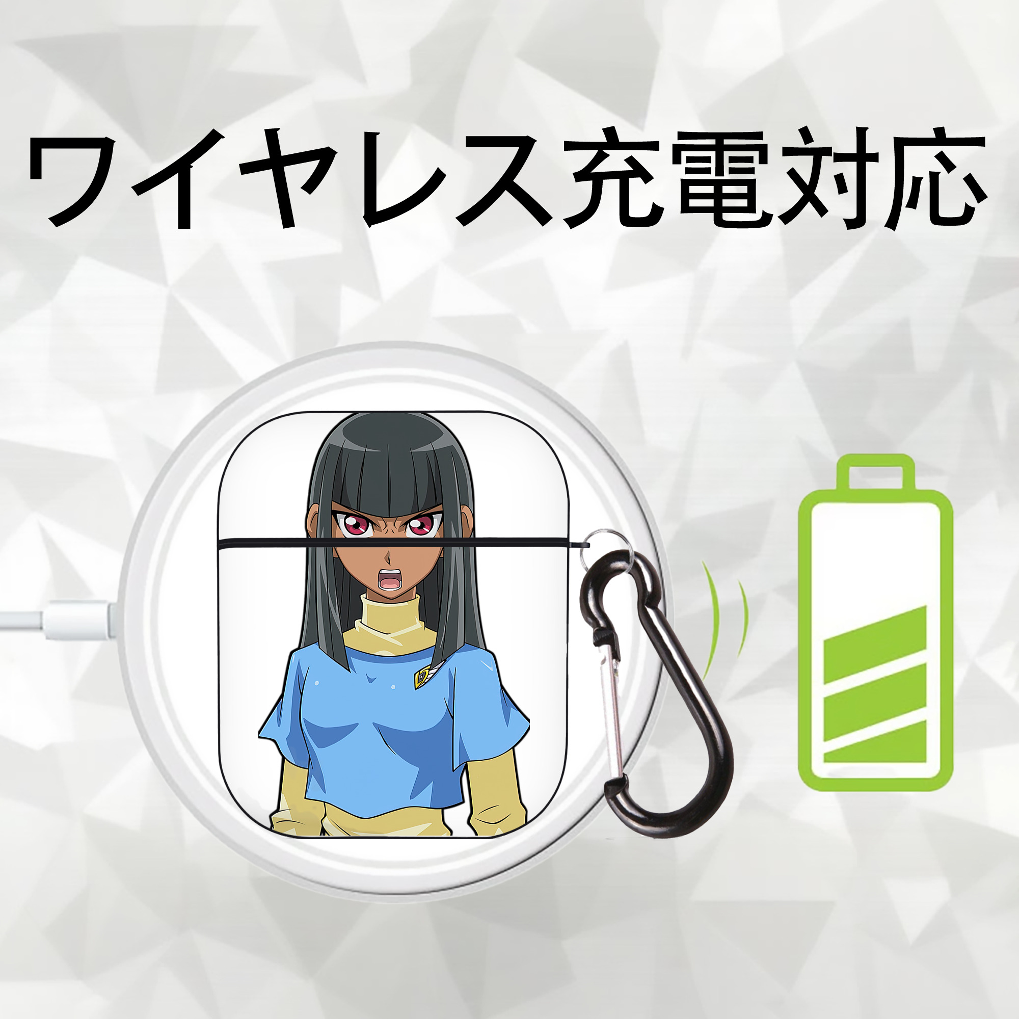 遊☆戯☆王 Yu-Gi-Oh! AirPods 第2世代保護ケース ハードシェル ブラック 耐衝撃・防指紋・カラビナ付き