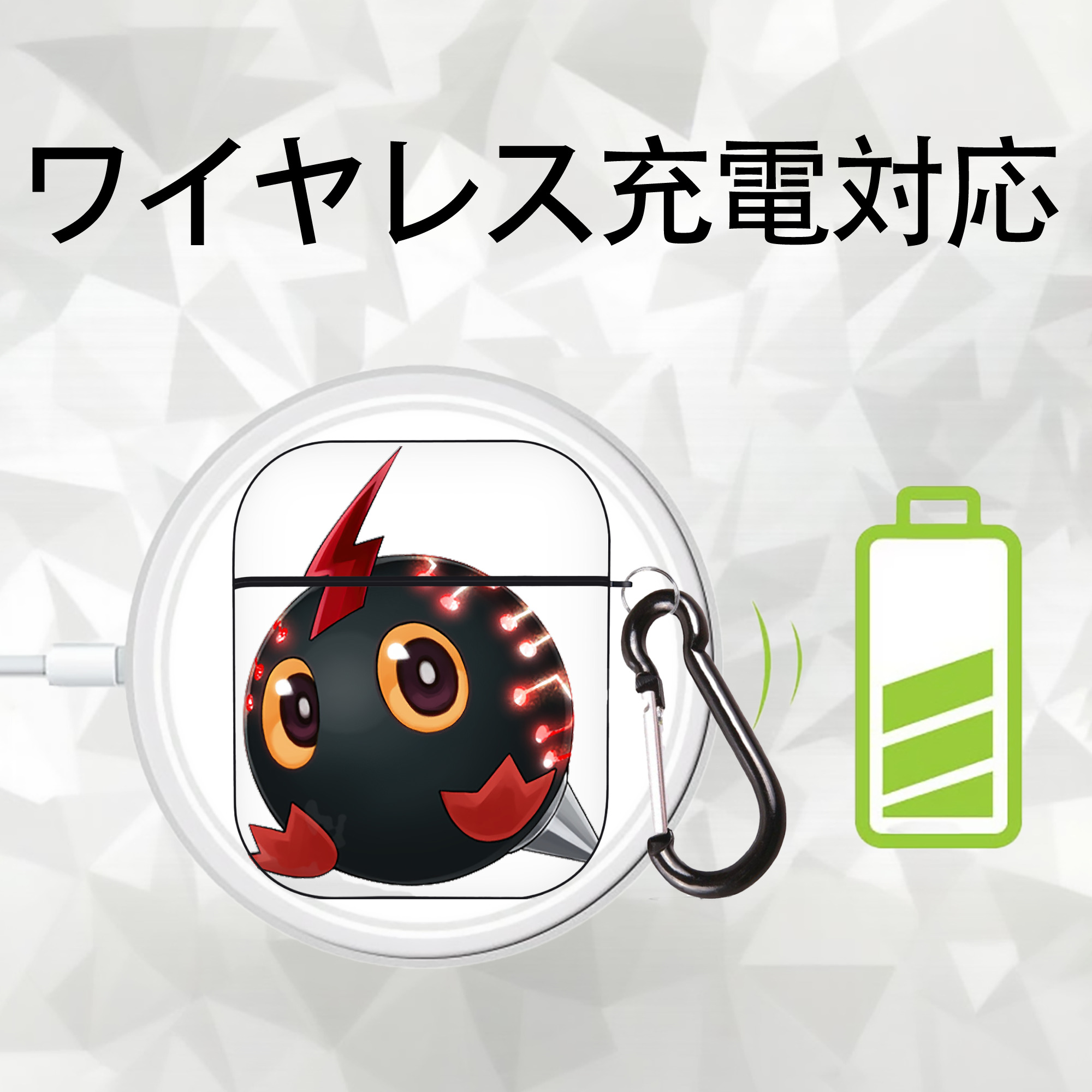 遊☆戯☆王 Yu-Gi-Oh! AirPods 第2世代保護ケース ハードシェル ブラック 耐衝撃・防指紋・カラビナ付き