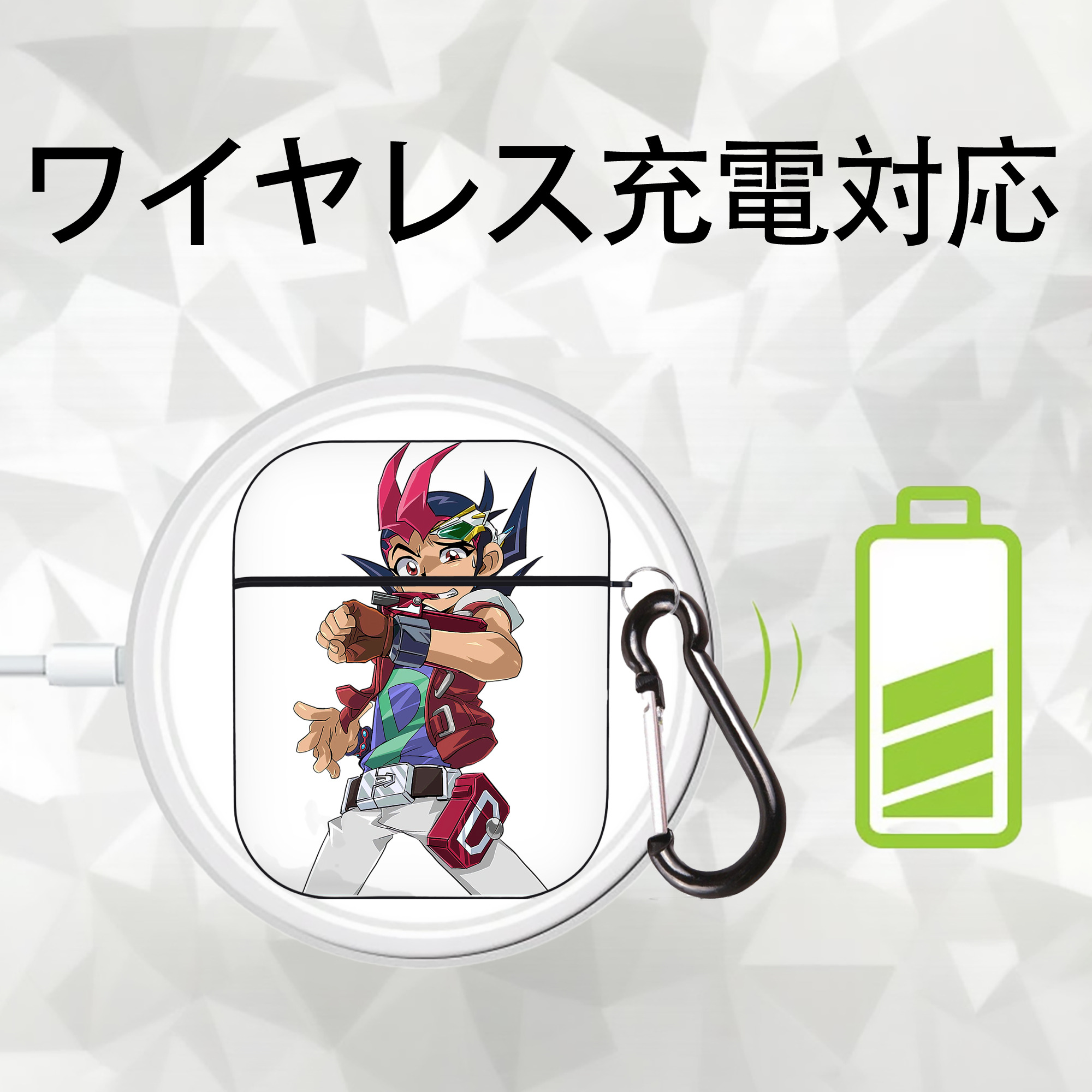 遊☆戯☆王 Yu-Gi-Oh! AirPods 第2世代保護ケース ハードシェル ブラック 耐衝撃・防指紋・カラビナ付き