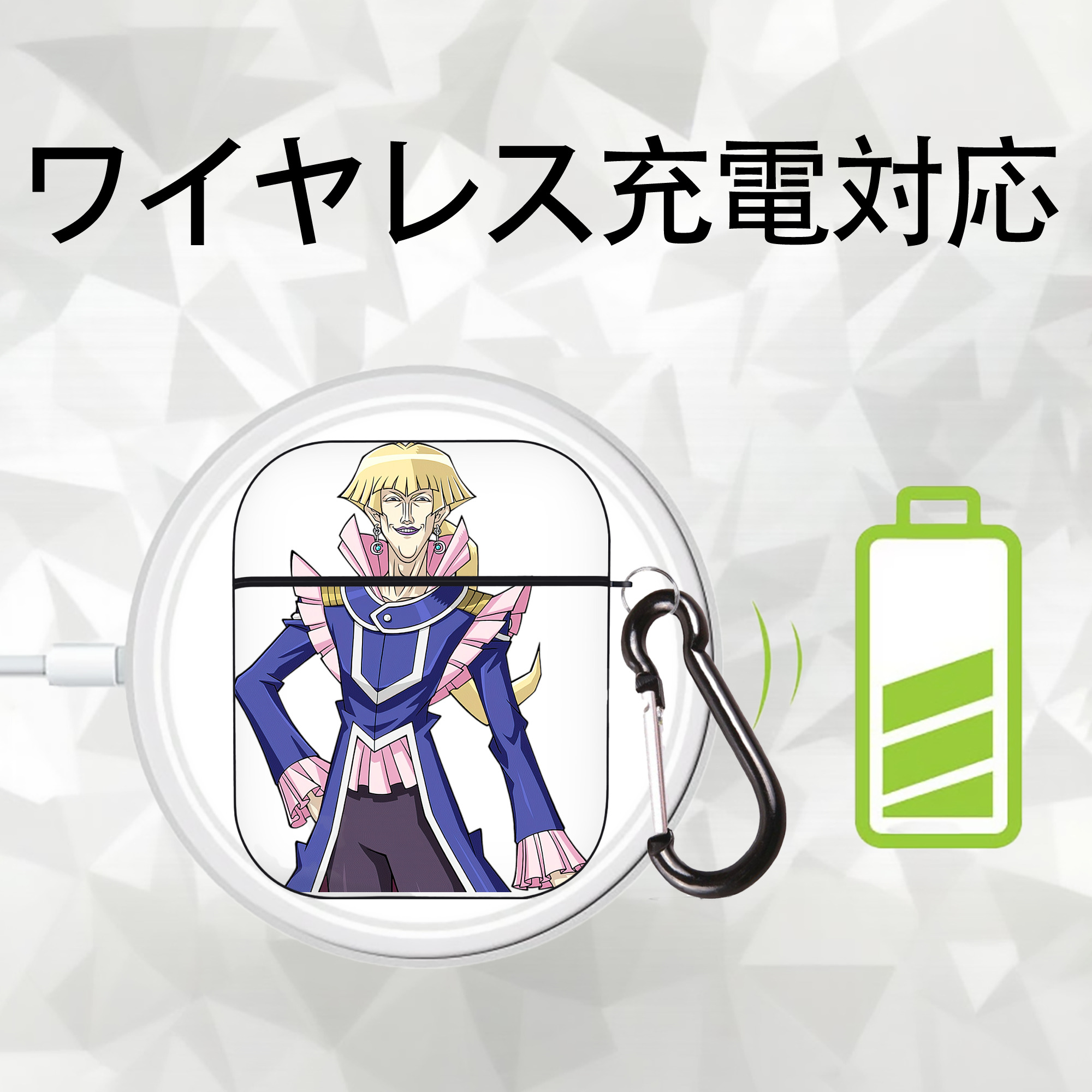 遊☆戯☆王 Yu-Gi-Oh! AirPods 第2世代保護ケース ハードシェル ブラック 耐衝撃・防指紋・カラビナ付き