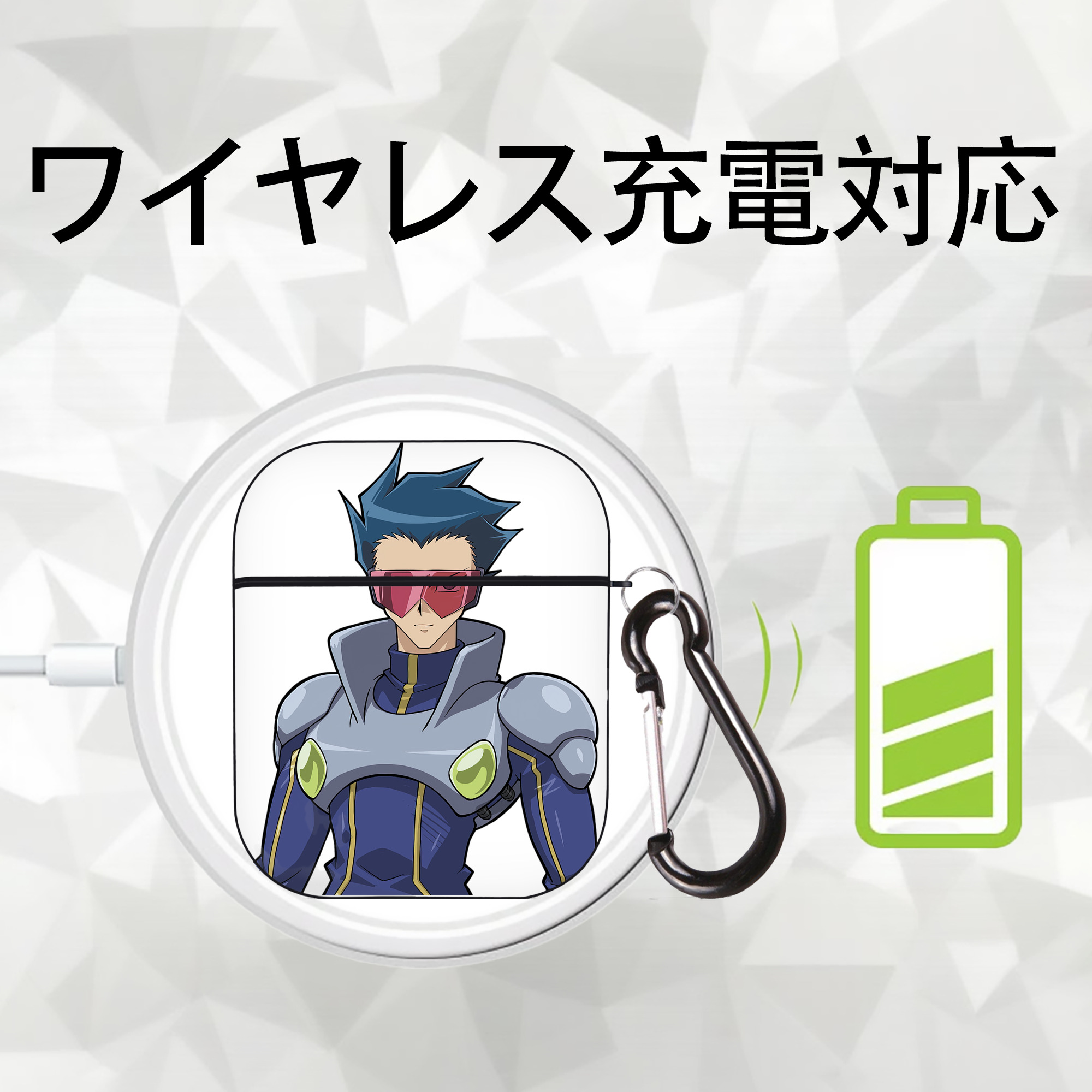 遊☆戯☆王 Yu-Gi-Oh! AirPods 第2世代保護ケース ハードシェル ブラック 耐衝撃・防指紋・カラビナ付き