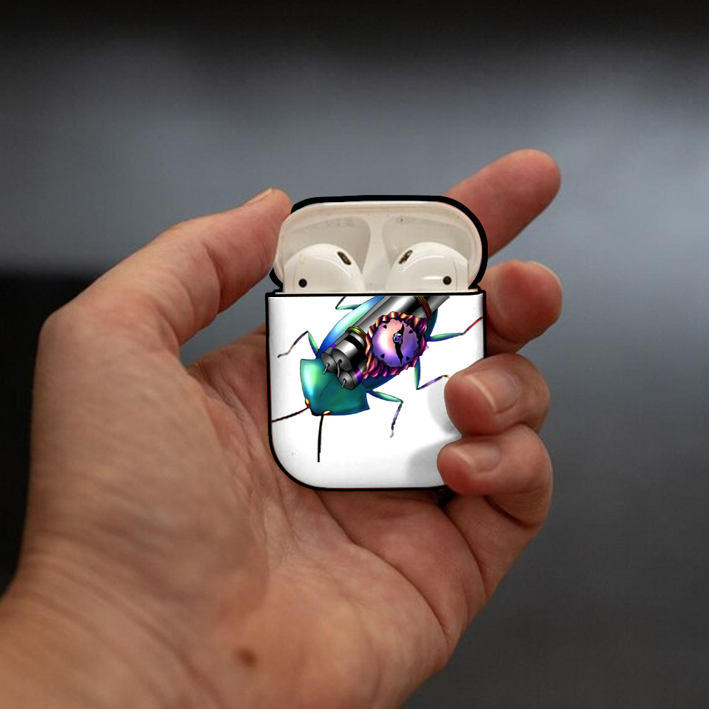 遊☆戯☆王 Yu-Gi-Oh! AirPods 第2世代保護ケース ハードシェル ブラック 耐衝撃・防指紋・カラビナ付き