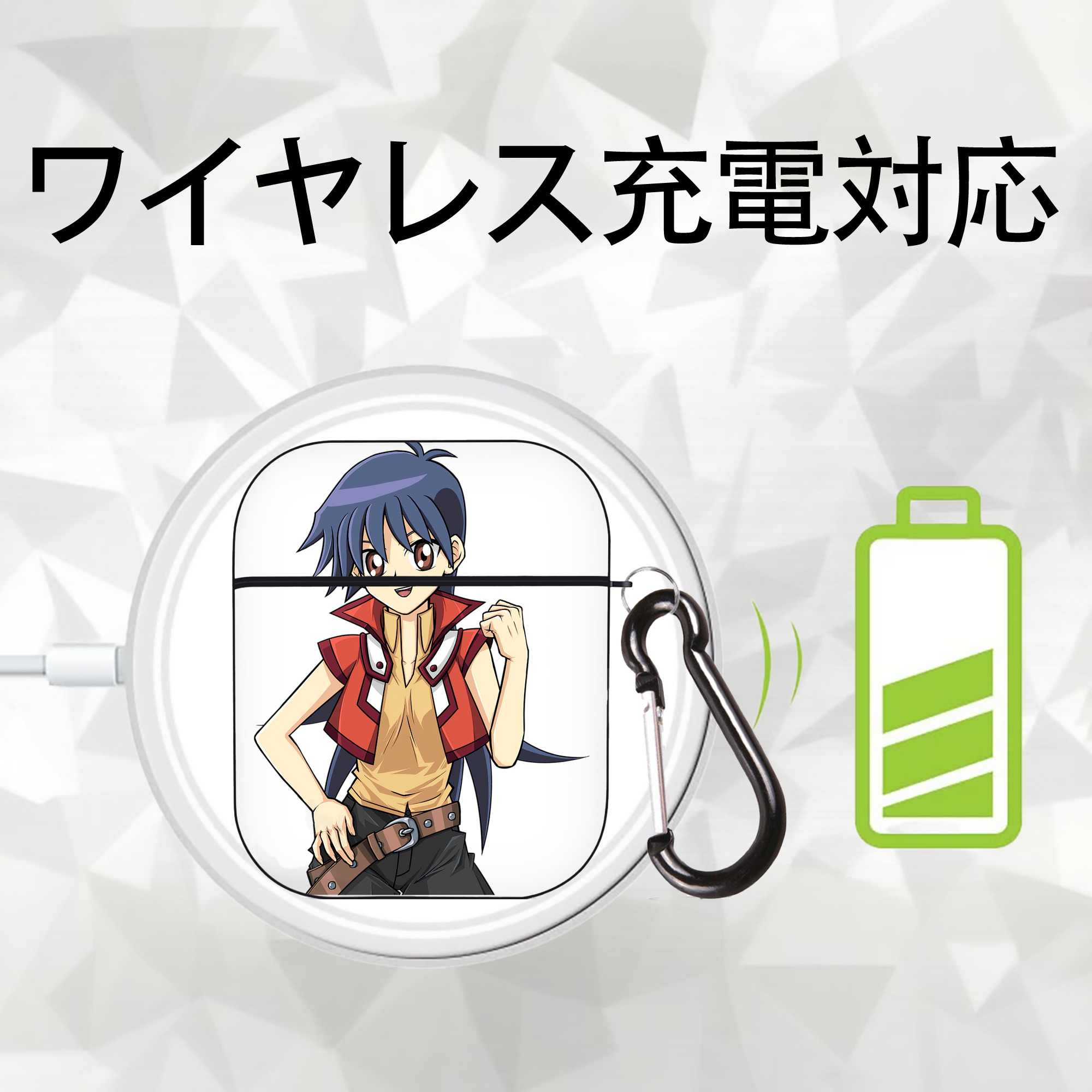 遊☆戯☆王 Yu-Gi-Oh! AirPods 第2世代保護ケース ハードシェル ブラック 耐衝撃・防指紋・カラビナ付き