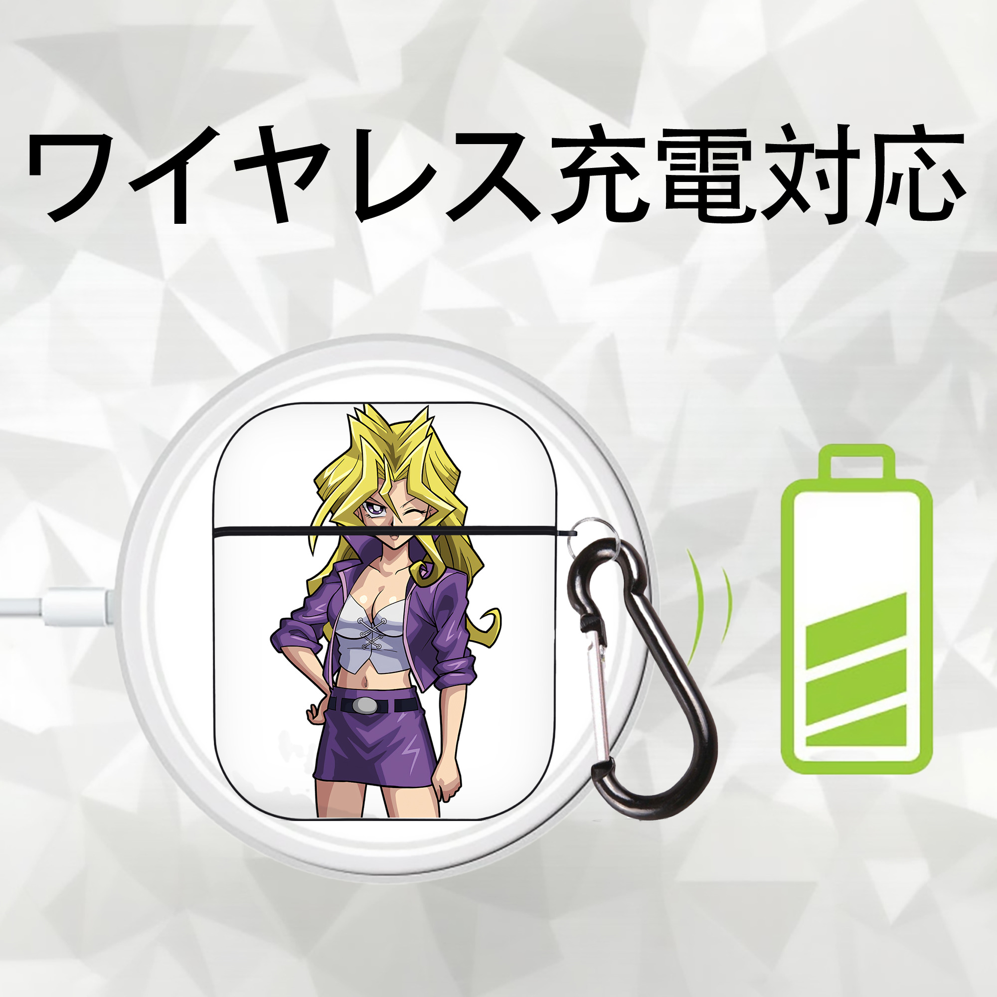 遊☆戯☆王 Yu-Gi-Oh! AirPods 第2世代保護ケース ハードシェル ブラック 耐衝撃・防指紋・カラビナ付き