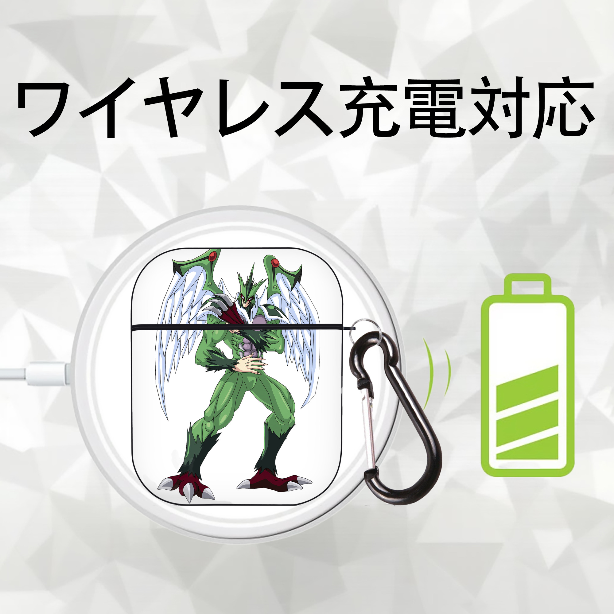 遊☆戯☆王 Yu-Gi-Oh! AirPods 第2世代保護ケース ハードシェル ブラック 耐衝撃・防指紋・カラビナ付き