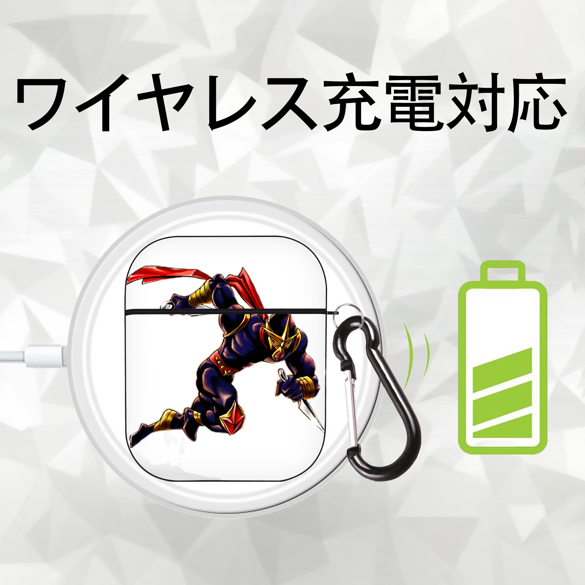 遊☆戯☆王 Yu-Gi-Oh! AirPods 第2世代保護ケース ハードシェル ブラック 耐衝撃・防指紋・カラビナ付き