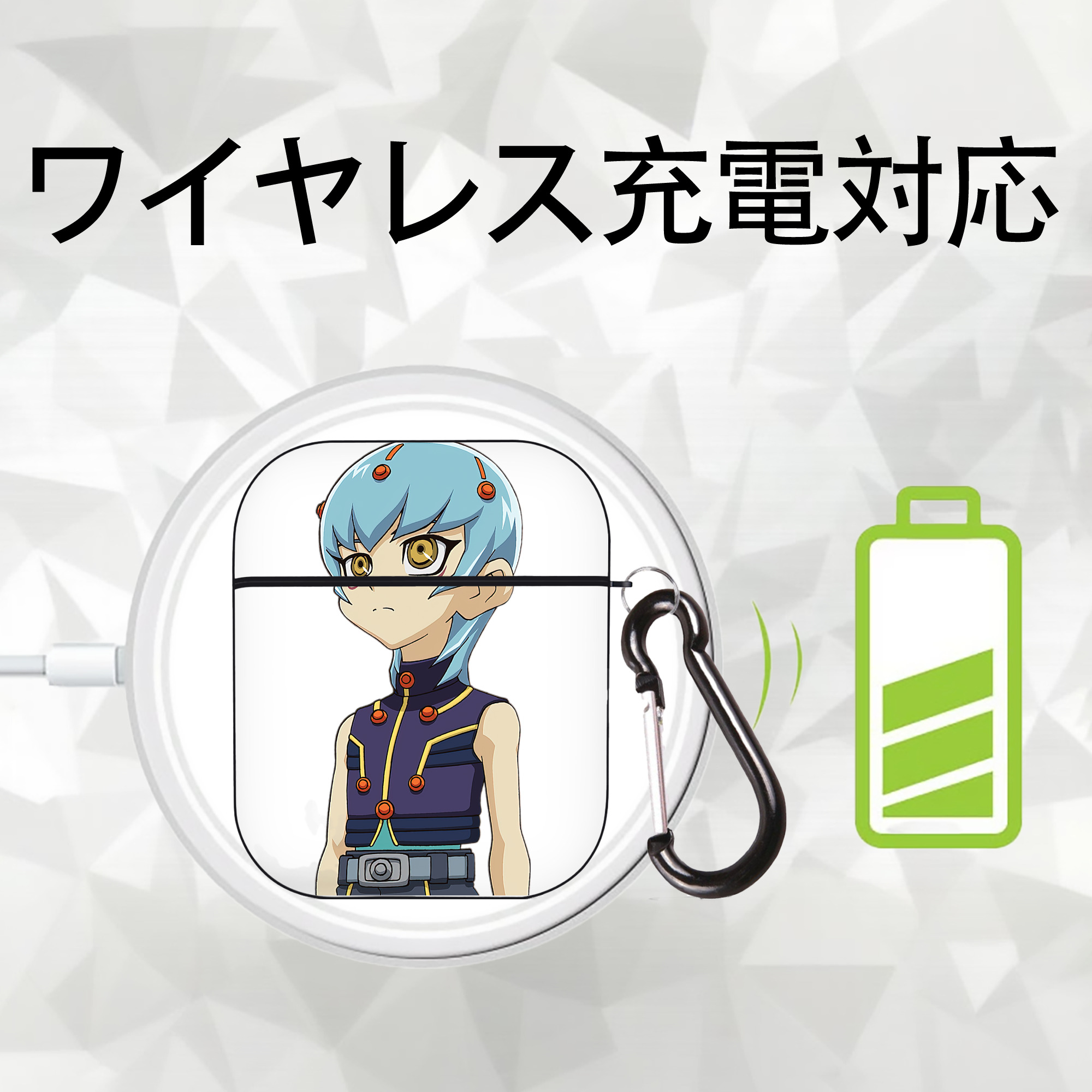 遊☆戯☆王 Yu-Gi-Oh! AirPods 第2世代保護ケース ハードシェル ブラック 耐衝撃・防指紋・カラビナ付き
