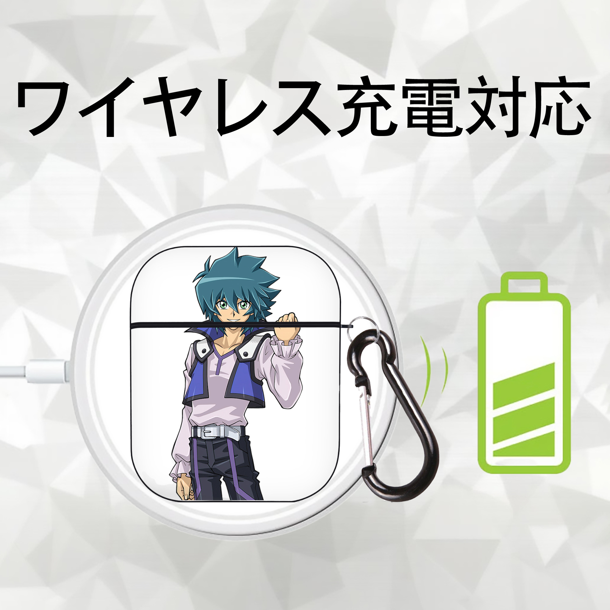 遊☆戯☆王 Yu-Gi-Oh! AirPods 第2世代保護ケース ハードシェル ブラック 耐衝撃・防指紋・カラビナ付き