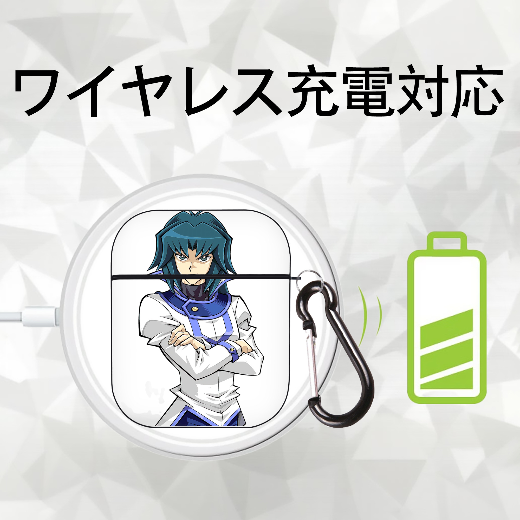 遊☆戯☆王 Yu-Gi-Oh! AirPods 第2世代保護ケース ハードシェル ブラック 耐衝撃・防指紋・カラビナ付き