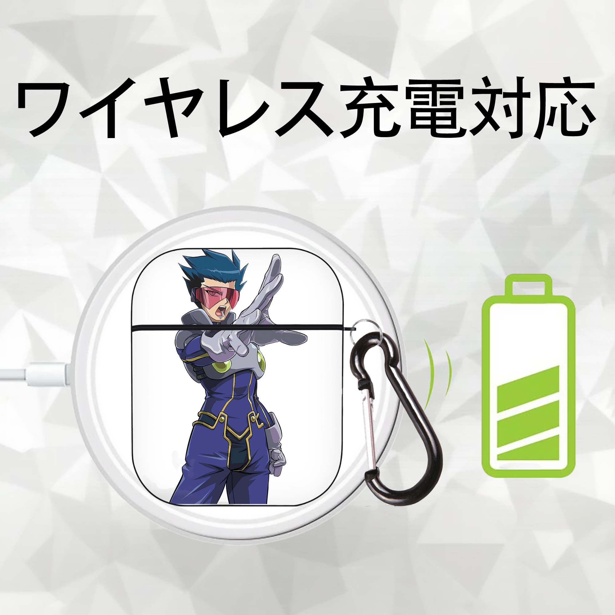 遊☆戯☆王 Yu-Gi-Oh! AirPods 第2世代保護ケース ハードシェル ブラック 耐衝撃・防指紋・カラビナ付き