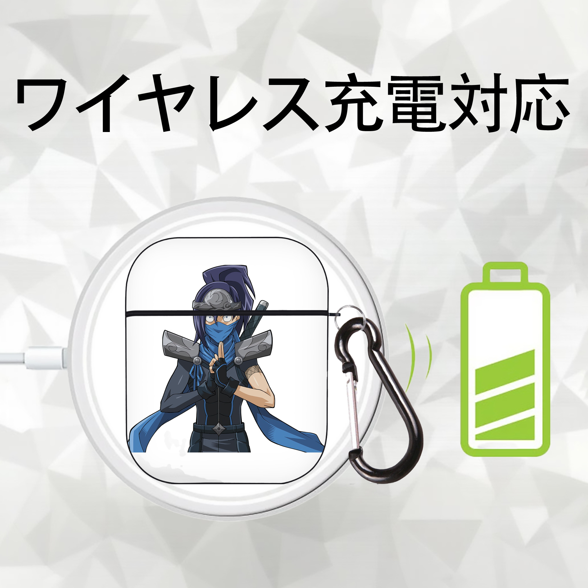 遊☆戯☆王 Yu-Gi-Oh! AirPods 第2世代保護ケース ハードシェル ブラック 耐衝撃・防指紋・カラビナ付き