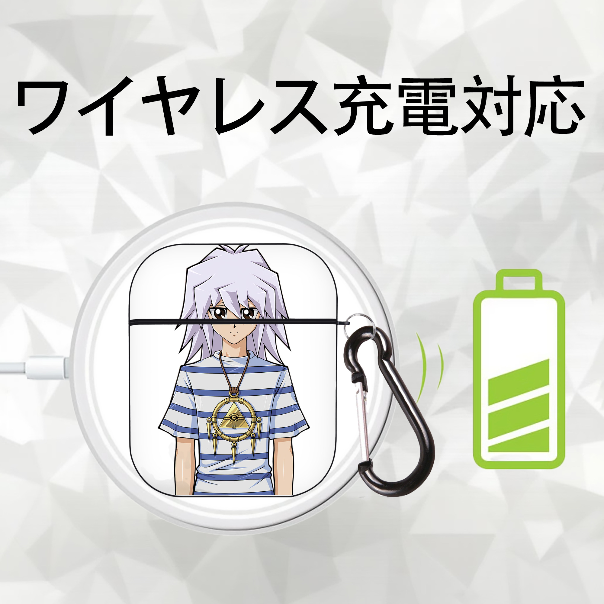 遊☆戯☆王 Yu-Gi-Oh! AirPods 第2世代保護ケース ハードシェル ブラック 耐衝撃・防指紋・カラビナ付き