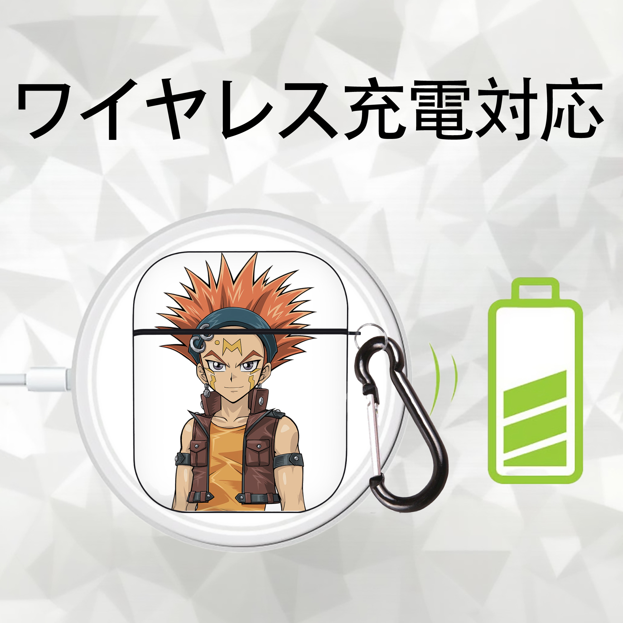 遊☆戯☆王 Yu-Gi-Oh! AirPods 第2世代保護ケース ハードシェル ブラック 耐衝撃・防指紋・カラビナ付き