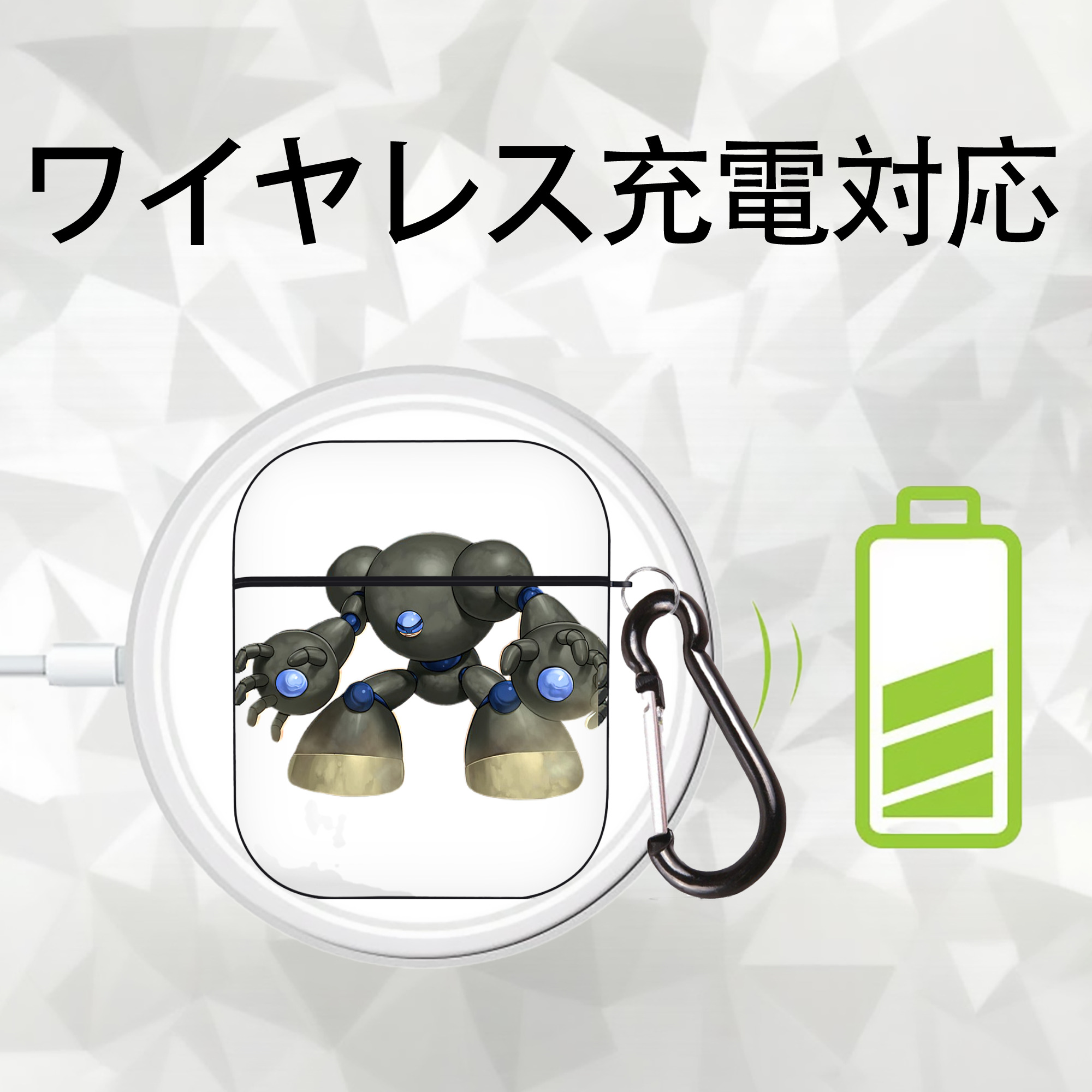 遊☆戯☆王 Yu-Gi-Oh! AirPods 第2世代保護ケース ハードシェル ブラック 耐衝撃・防指紋・カラビナ付き