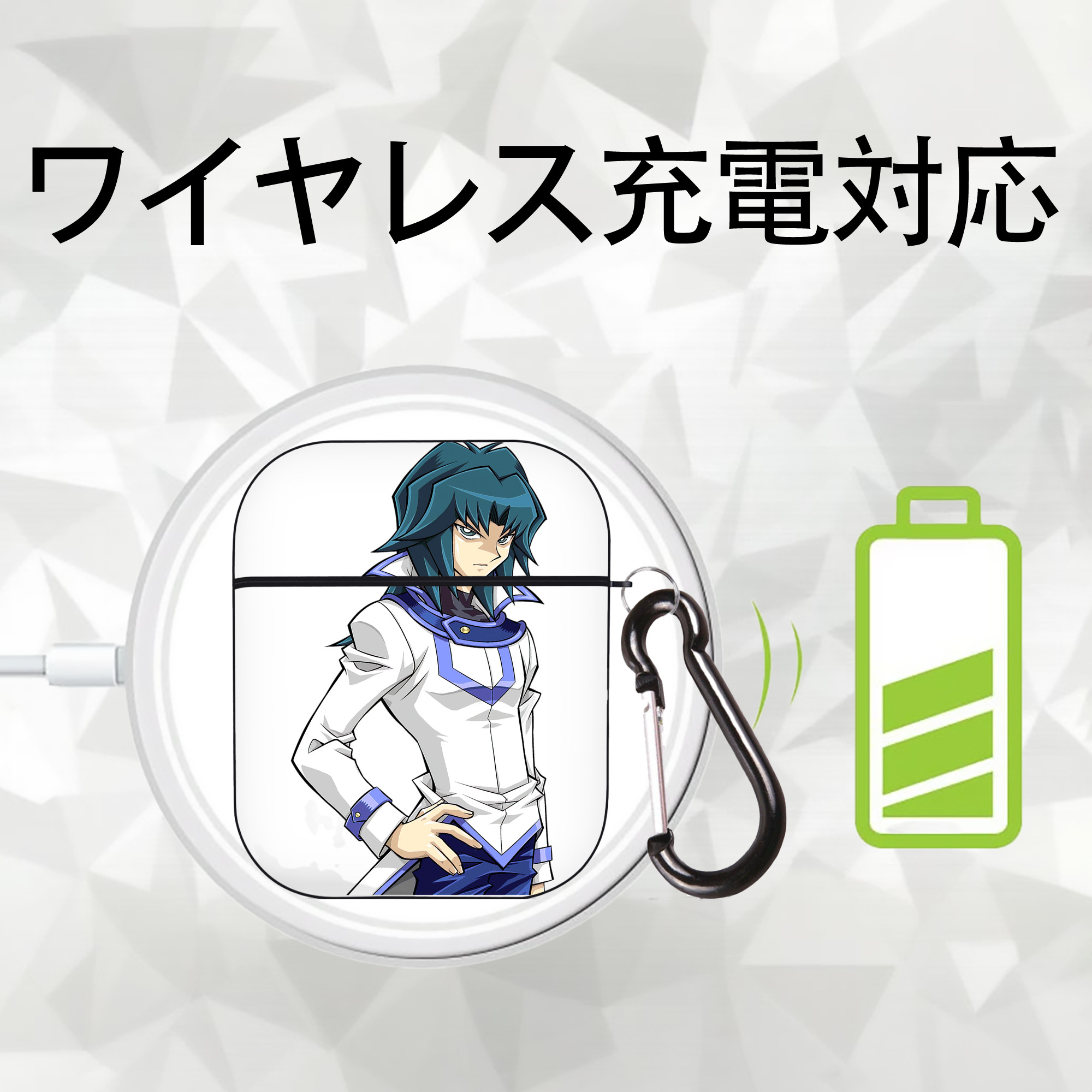 遊☆戯☆王 Yu-Gi-Oh! AirPods 第2世代保護ケース ハードシェル ブラック 耐衝撃・防指紋・カラビナ付き
