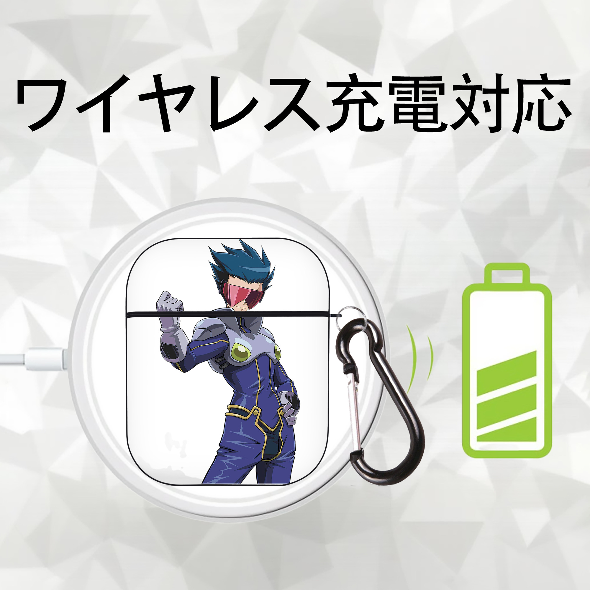 遊☆戯☆王 Yu-Gi-Oh! AirPods 第2世代保護ケース ハードシェル ブラック 耐衝撃・防指紋・カラビナ付き