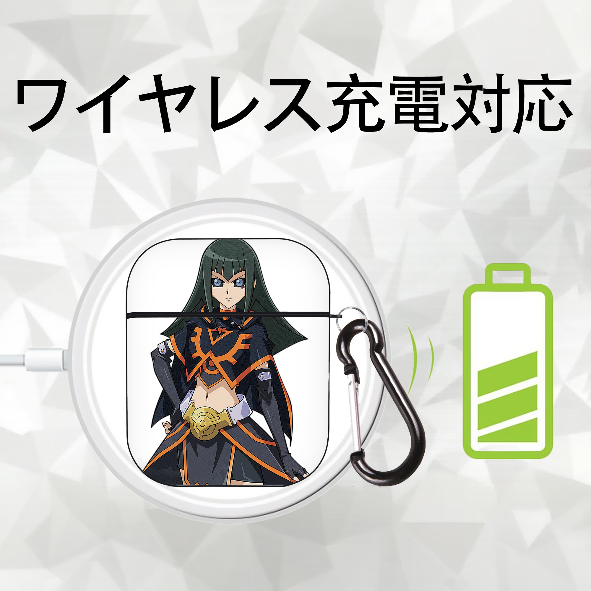 遊☆戯☆王 Yu-Gi-Oh! AirPods 第2世代保護ケース ハードシェル ブラック 耐衝撃・防指紋・カラビナ付き