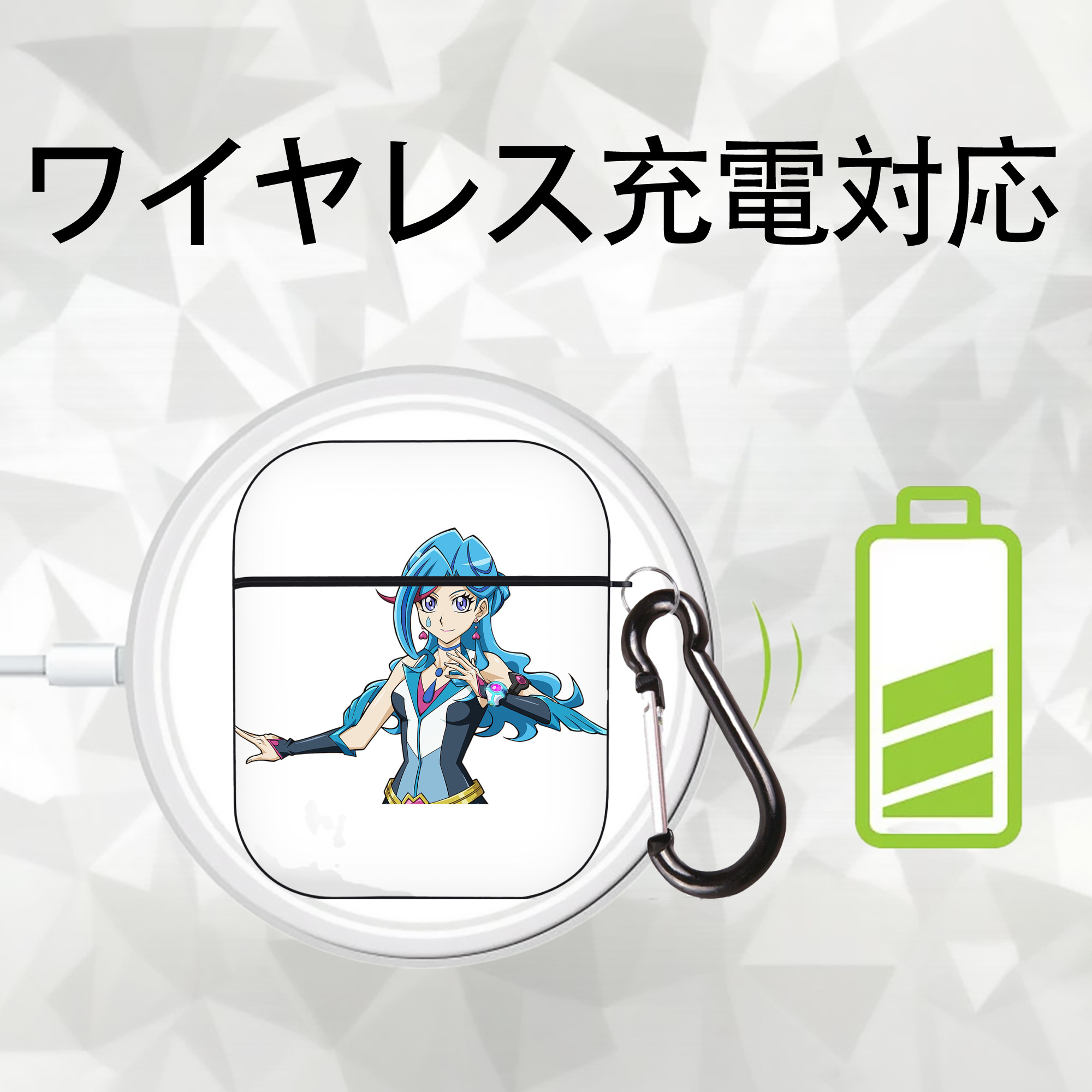 遊☆戯☆王 Yu-Gi-Oh! AirPods 第2世代保護ケース ハードシェル ブラック 耐衝撃・防指紋・カラビナ付き