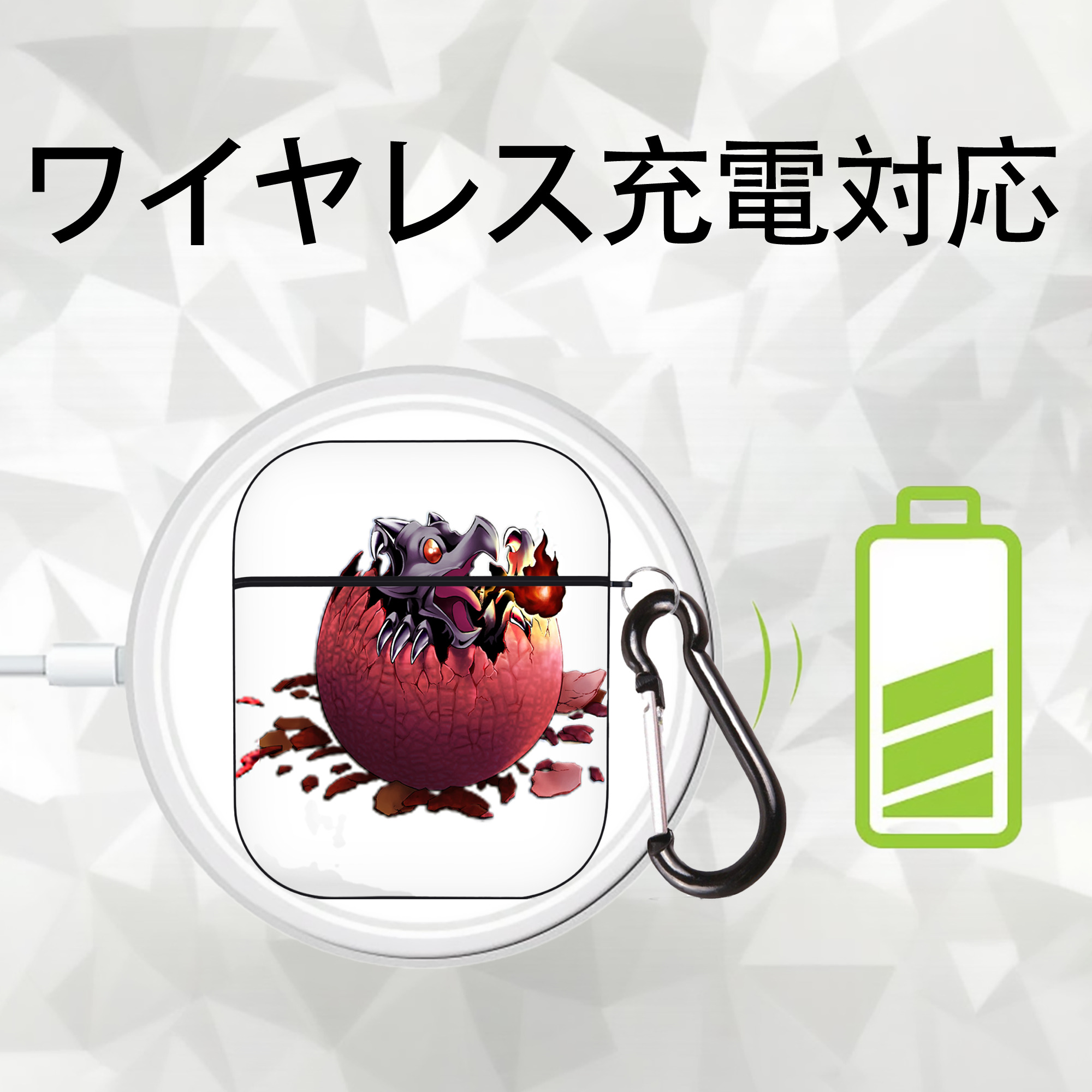 遊☆戯☆王 Yu-Gi-Oh! AirPods 第2世代保護ケース ハードシェル ブラック 耐衝撃・防指紋・カラビナ付き