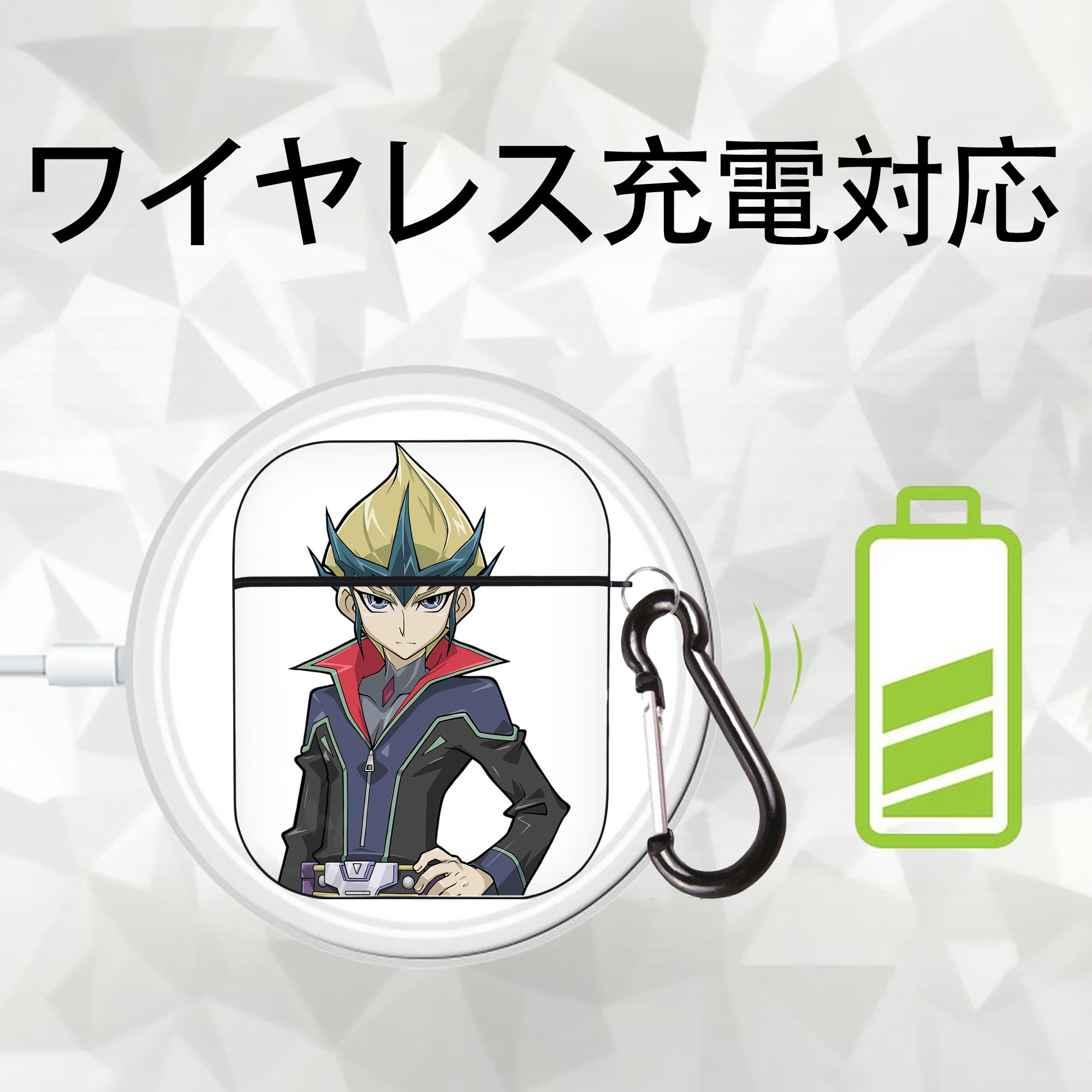 遊☆戯☆王 Yu-Gi-Oh! AirPods 第2世代保護ケース ハードシェル ブラック 耐衝撃・防指紋・カラビナ付き