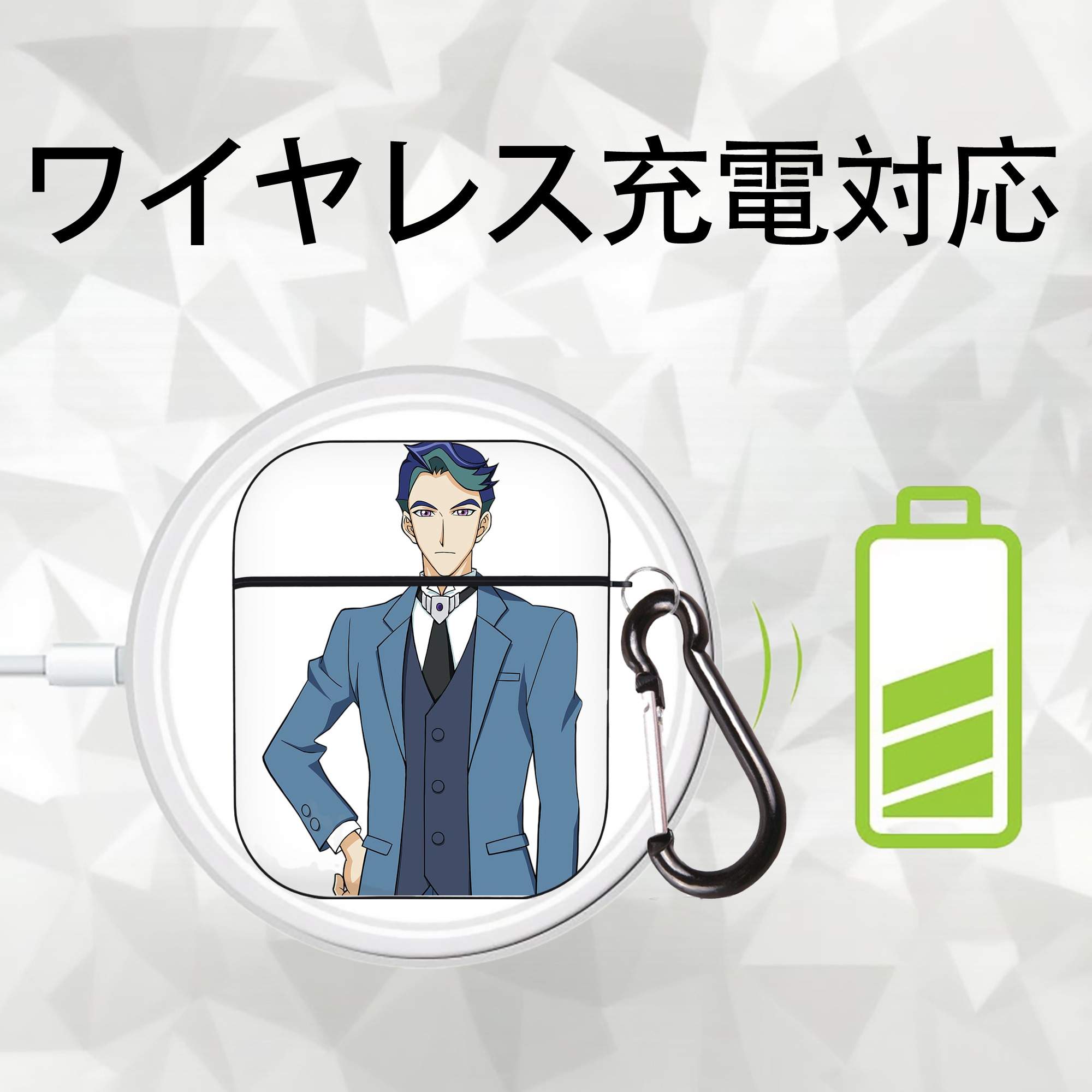 遊☆戯☆王 Yu-Gi-Oh! AirPods 第2世代保護ケース ハードシェル ブラック 耐衝撃・防指紋・カラビナ付き