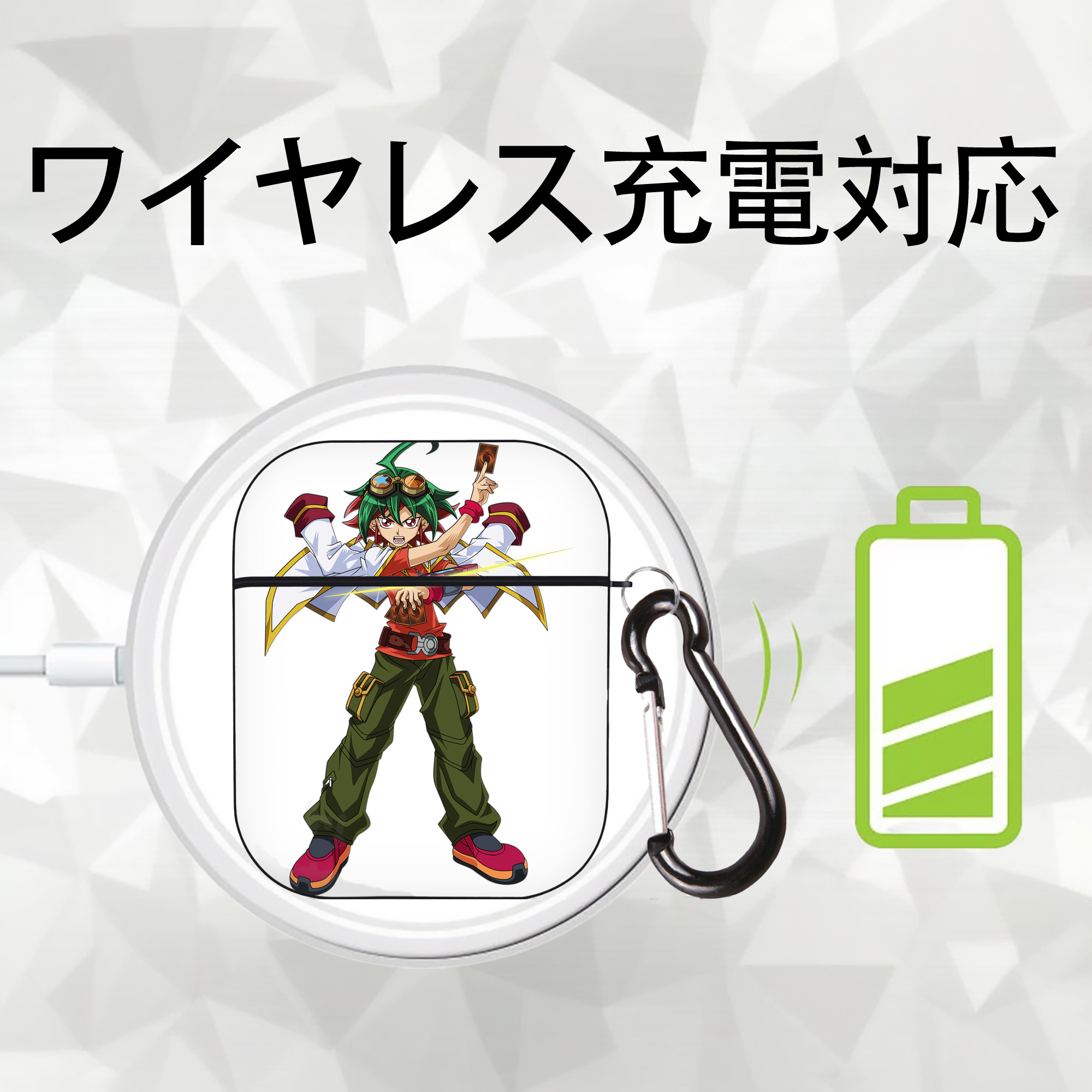 遊☆戯☆王 Yu-Gi-Oh! AirPods 第2世代保護ケース ハードシェル ブラック 耐衝撃・防指紋・カラビナ付き