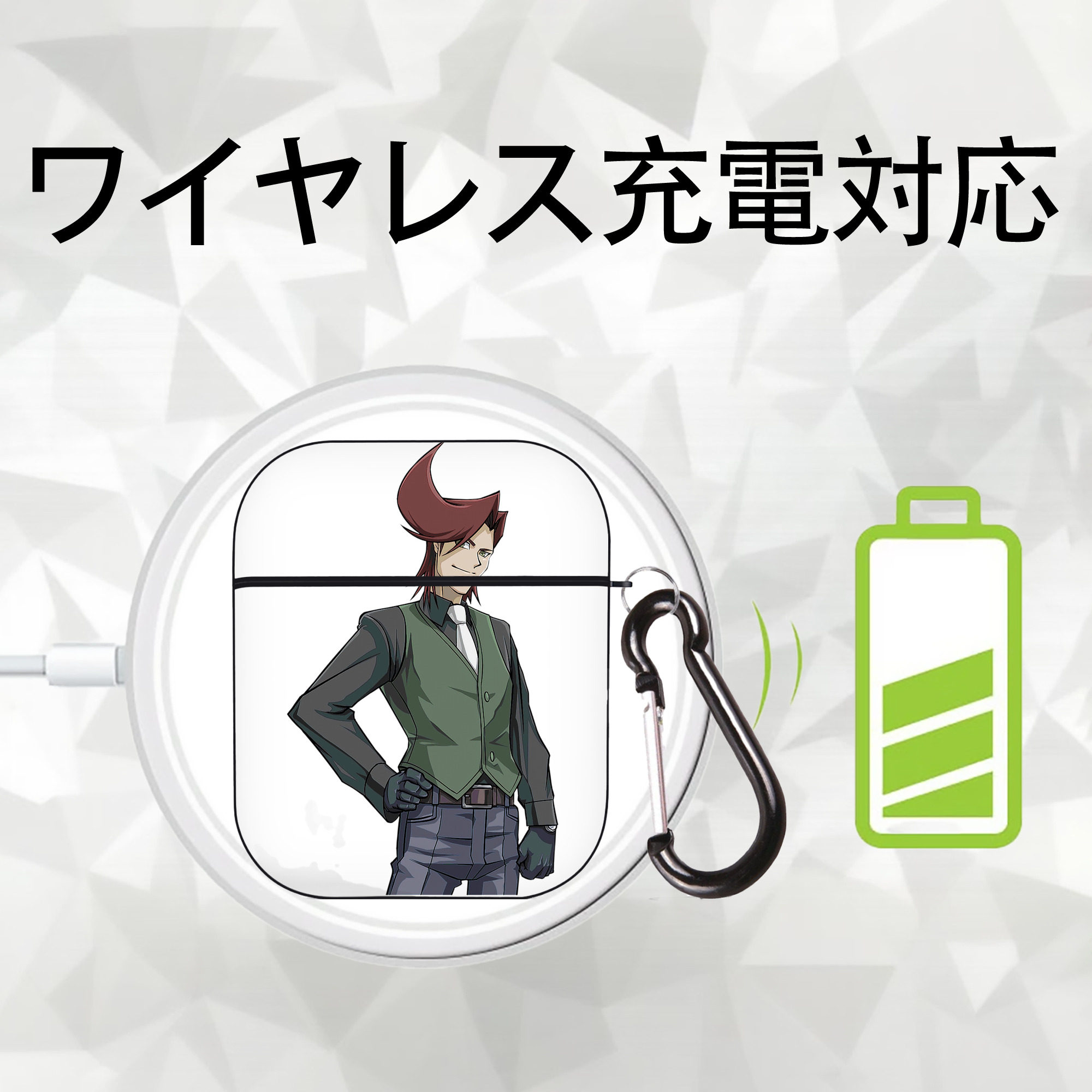 遊☆戯☆王 Yu-Gi-Oh! AirPods 第2世代保護ケース ハードシェル ブラック 耐衝撃・防指紋・カラビナ付き