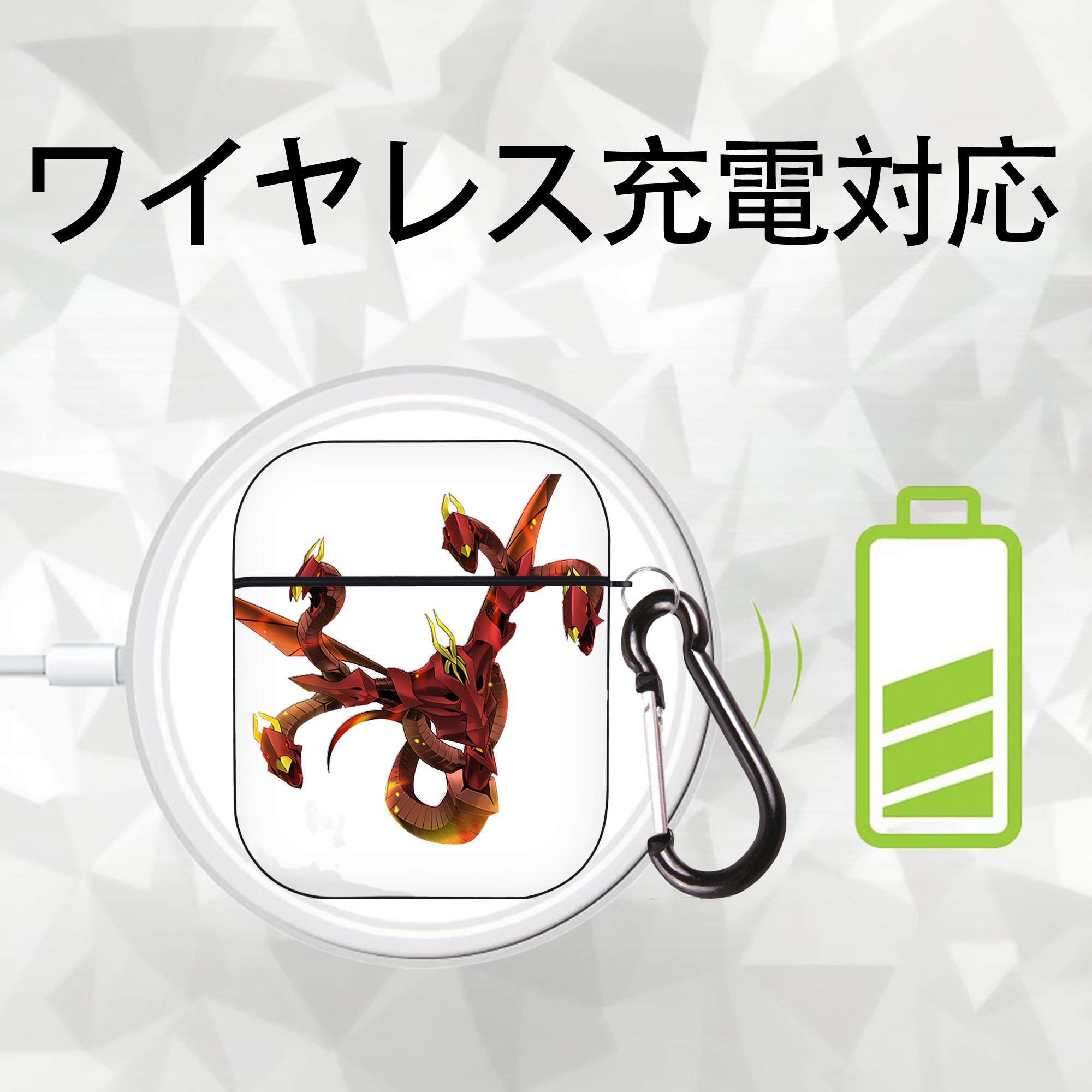 遊☆戯☆王 Yu-Gi-Oh! AirPods 第2世代保護ケース ハードシェル ブラック 耐衝撃・防指紋・カラビナ付き