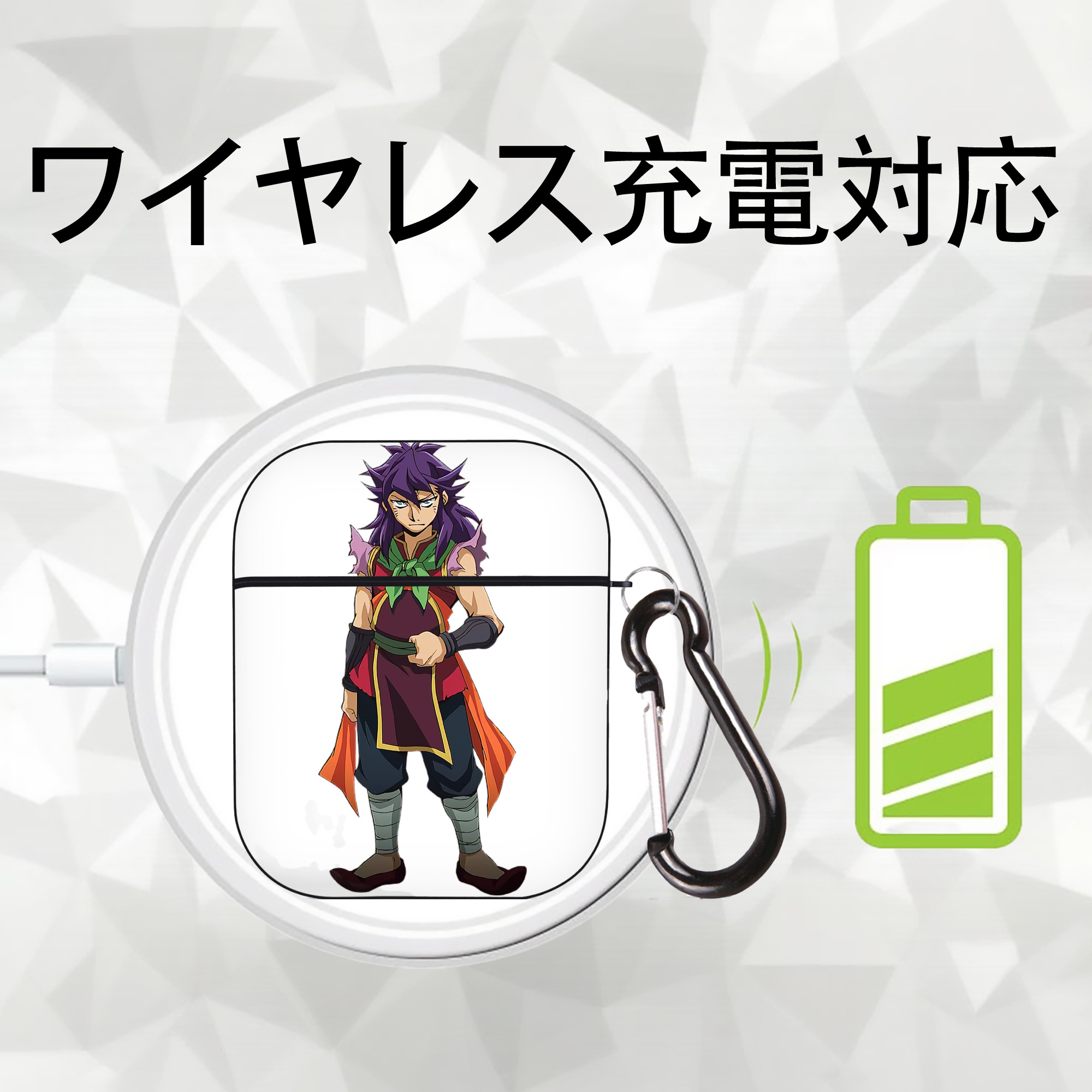 遊☆戯☆王 Yu-Gi-Oh! AirPods 第2世代保護ケース ハードシェル ブラック 耐衝撃・防指紋・カラビナ付き