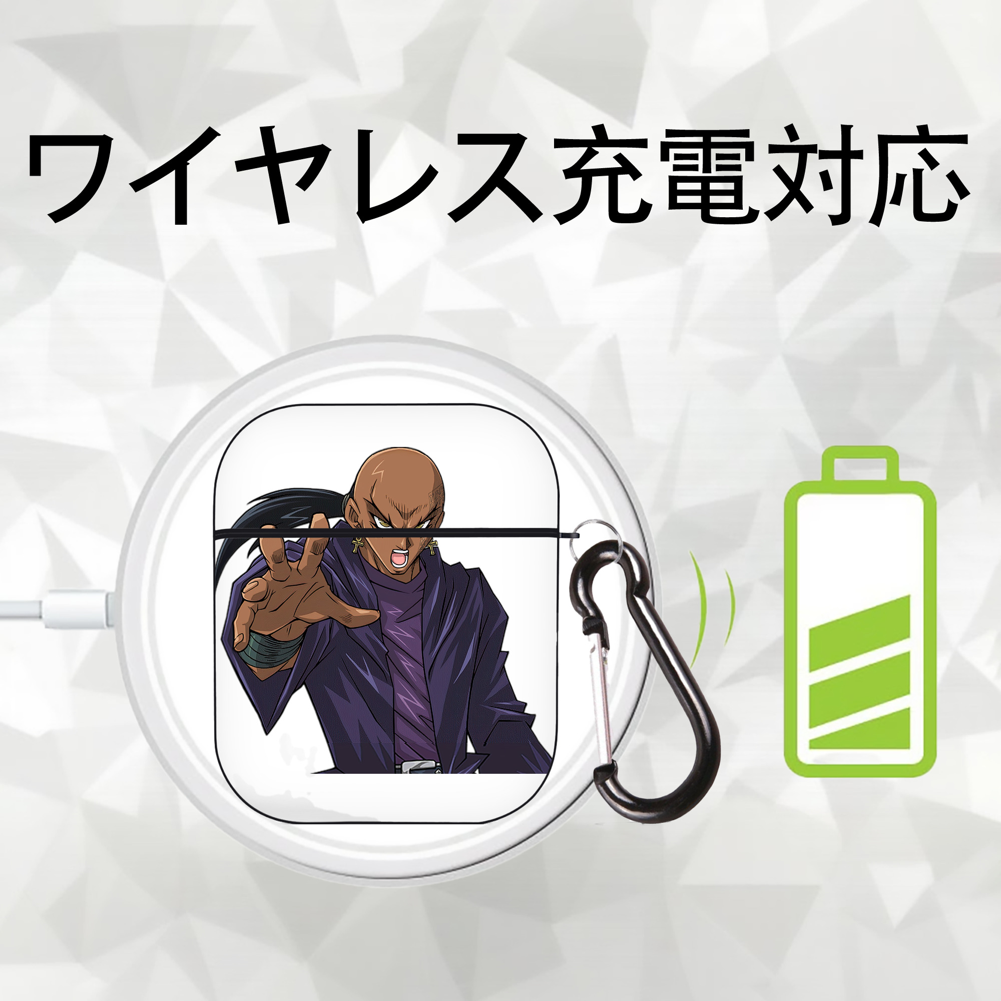遊☆戯☆王 Yu-Gi-Oh! AirPods 第2世代保護ケース ハードシェル ブラック 耐衝撃・防指紋・カラビナ付き