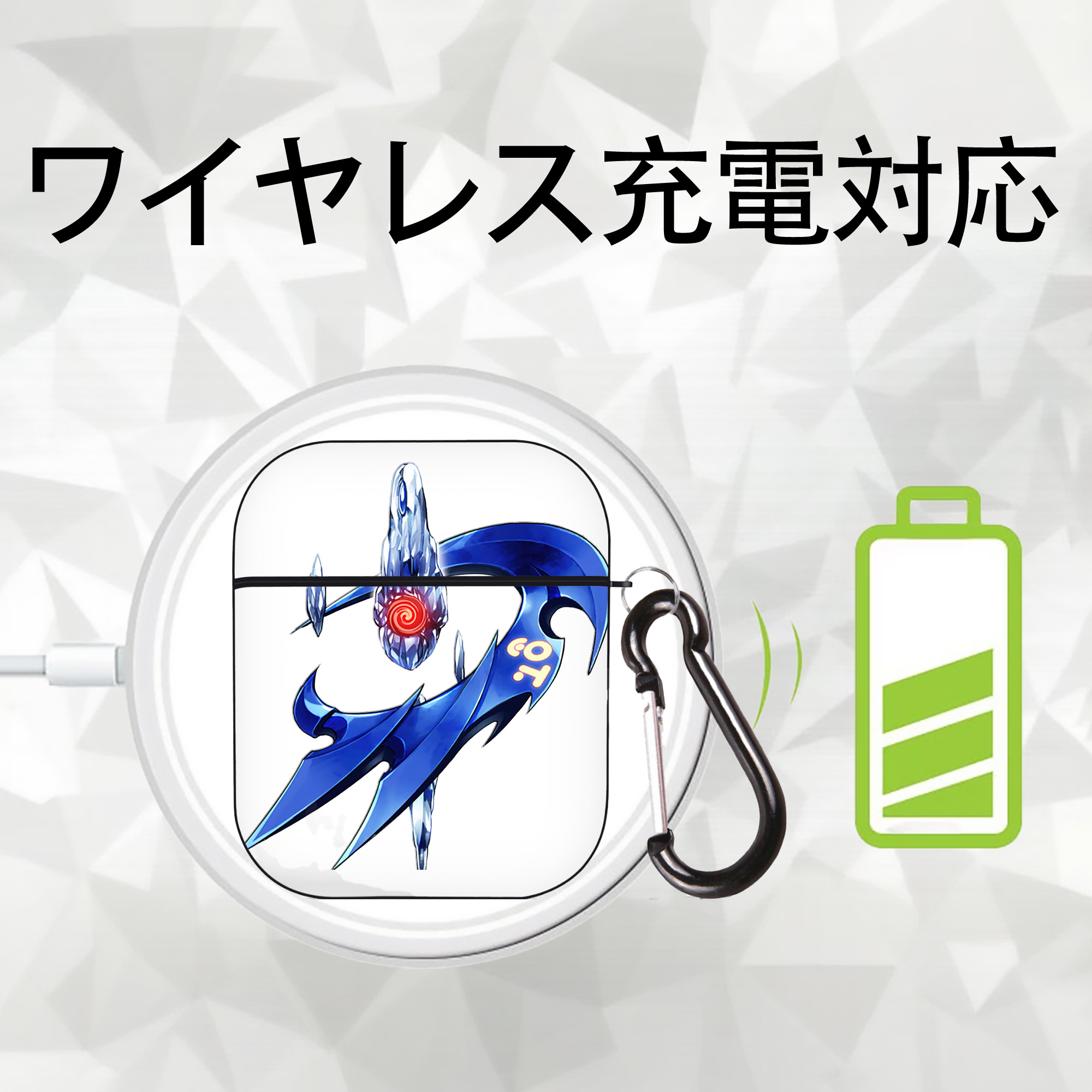 遊☆戯☆王 Yu-Gi-Oh! AirPods 第2世代保護ケース ハードシェル ブラック 耐衝撃・防指紋・カラビナ付き
