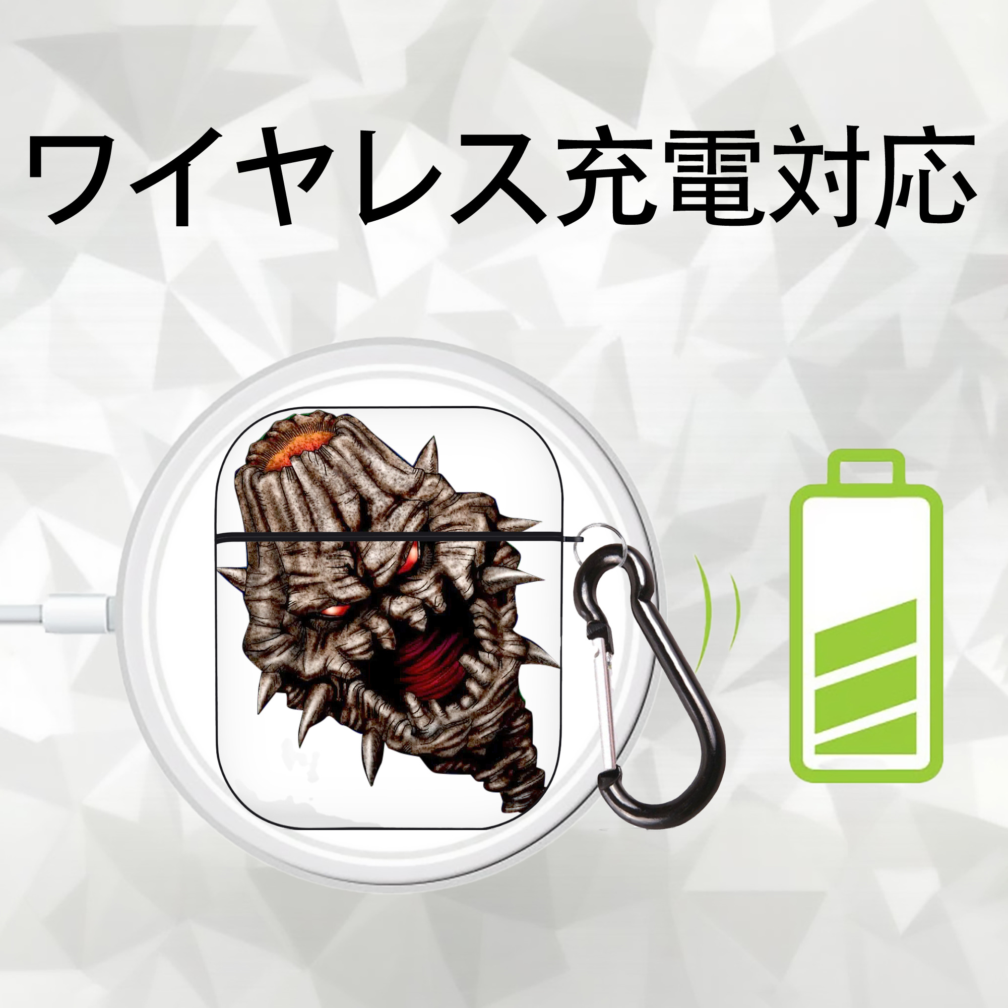 遊☆戯☆王 Yu-Gi-Oh! AirPods 第2世代保護ケース ハードシェル ブラック 耐衝撃・防指紋・カラビナ付き