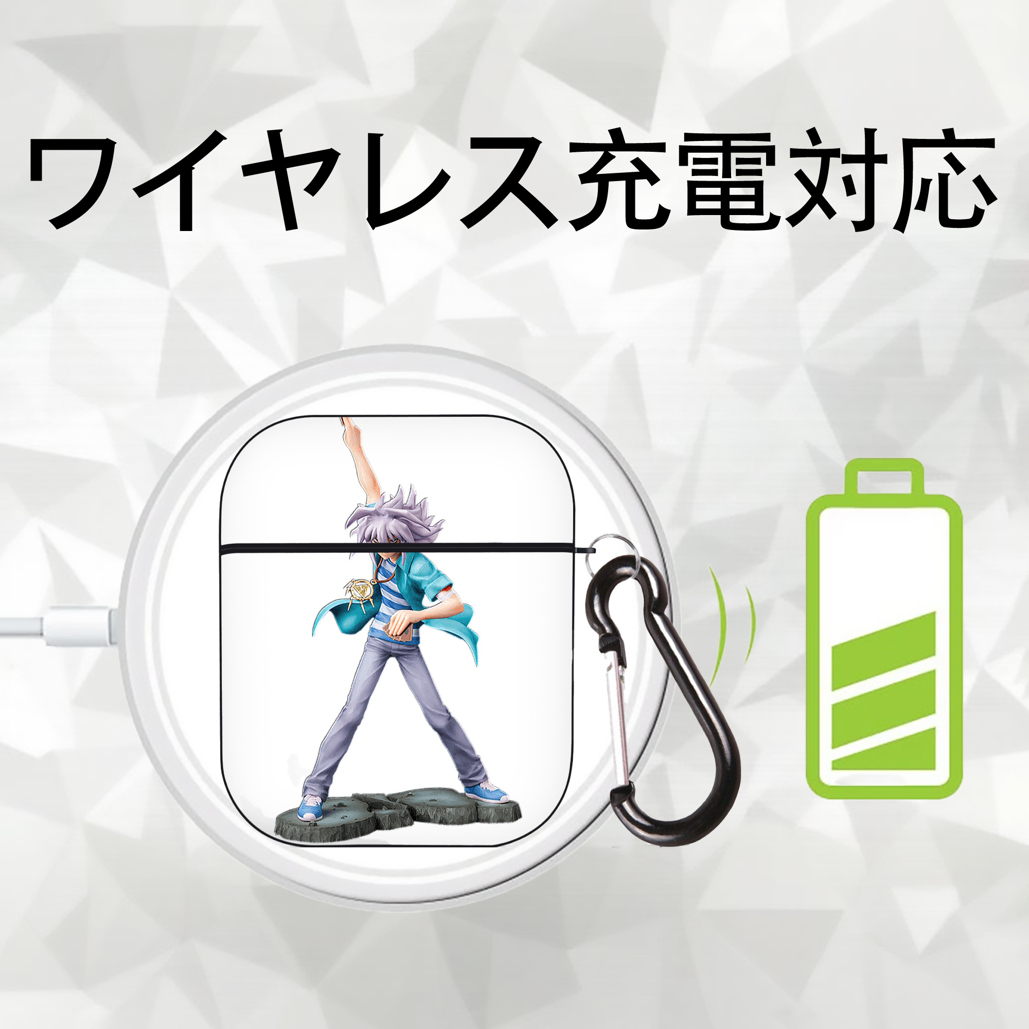 遊☆戯☆王 Yu-Gi-Oh! AirPods 第2世代保護ケース ハードシェル ブラック 耐衝撃・防指紋・カラビナ付き