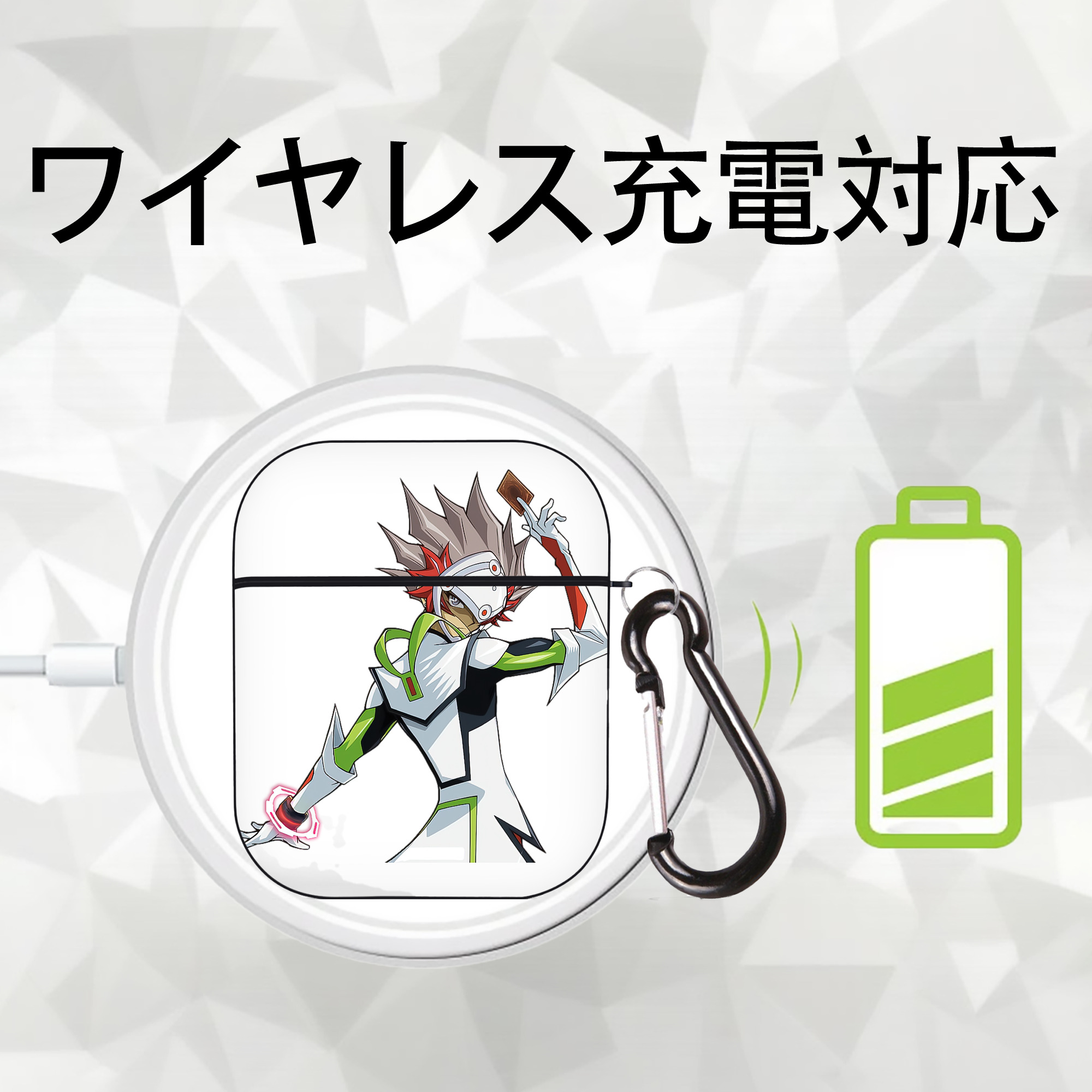 遊☆戯☆王 Yu-Gi-Oh! AirPods 第2世代保護ケース ハードシェル ブラック 耐衝撃・防指紋・カラビナ付き