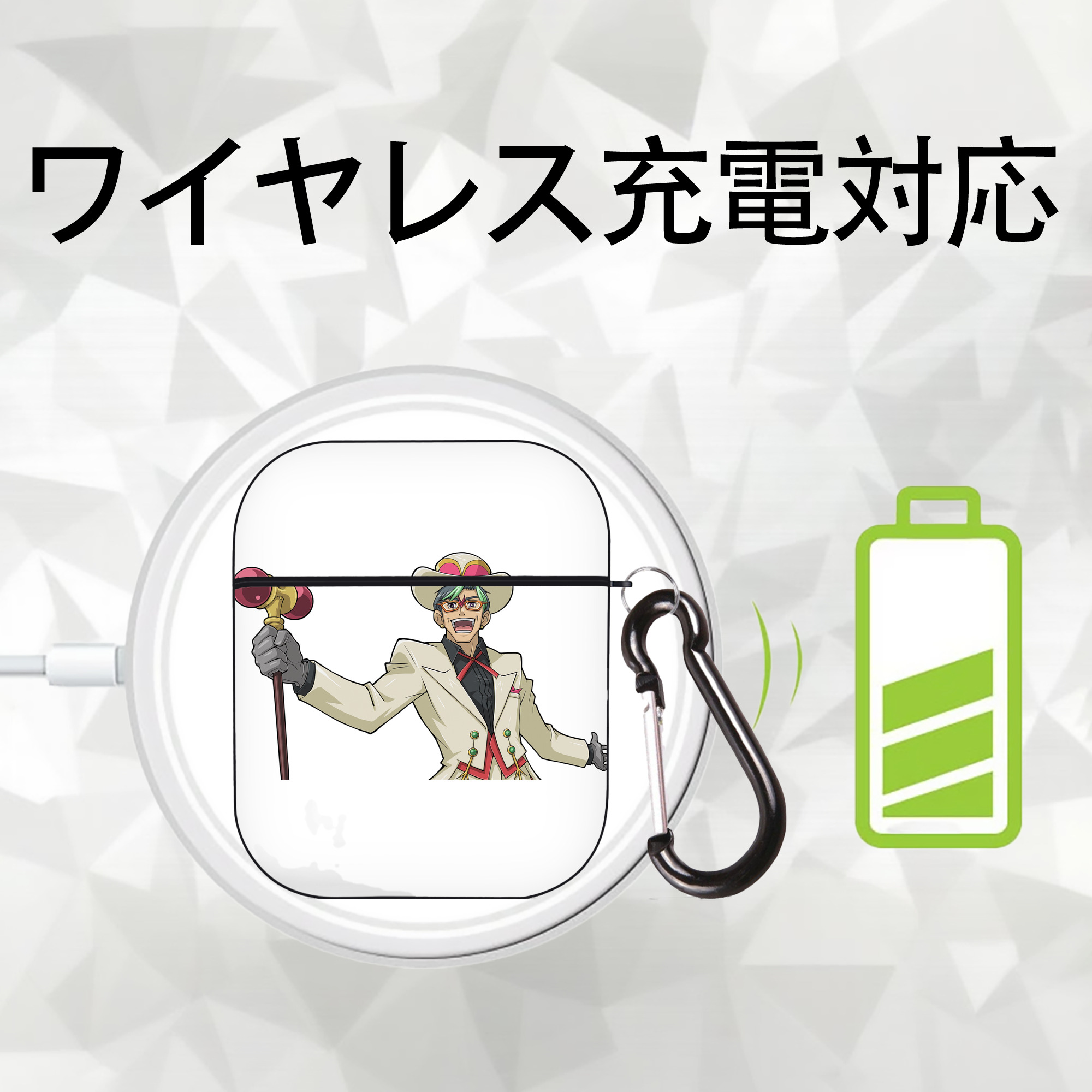 遊☆戯☆王 Yu-Gi-Oh! AirPods 第2世代保護ケース ハードシェル ブラック 耐衝撃・防指紋・カラビナ付き