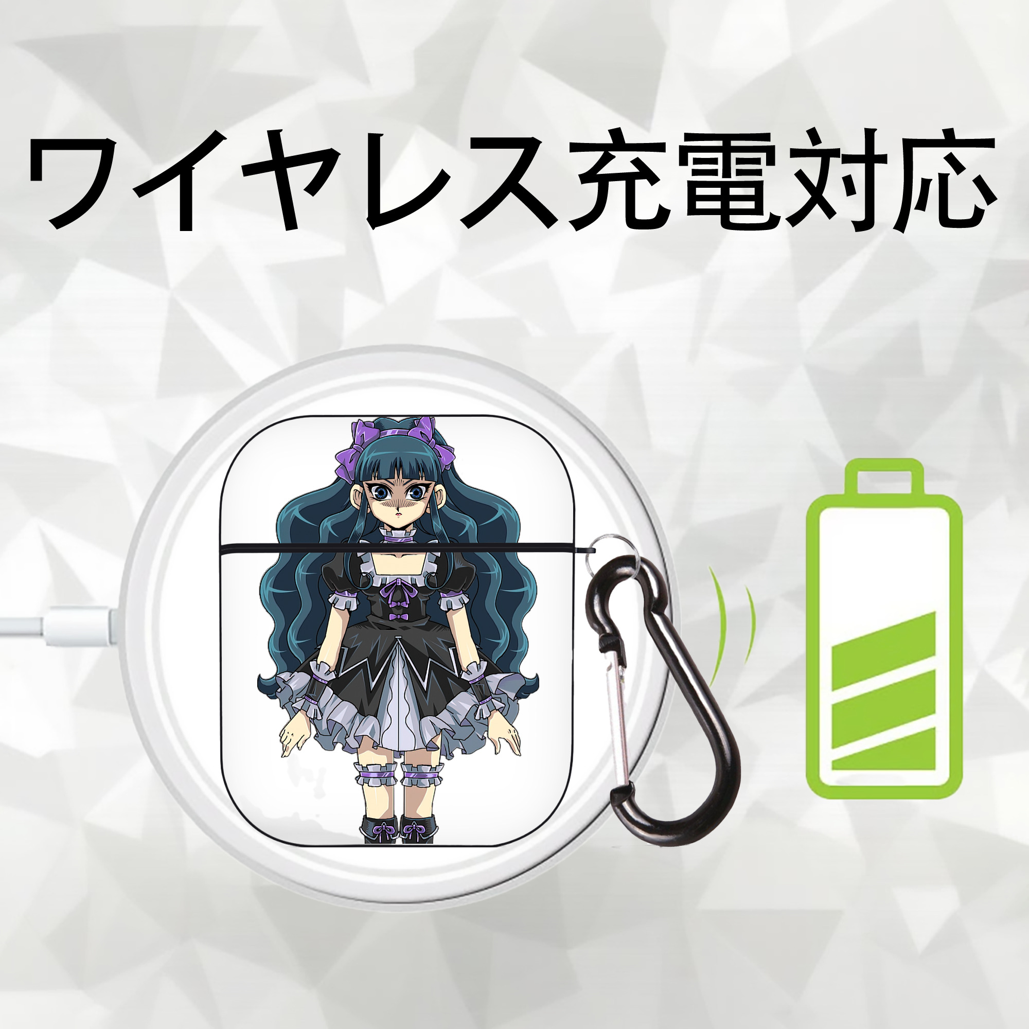遊☆戯☆王 Yu-Gi-Oh! AirPods 第2世代保護ケース ハードシェル ブラック 耐衝撃・防指紋・カラビナ付き