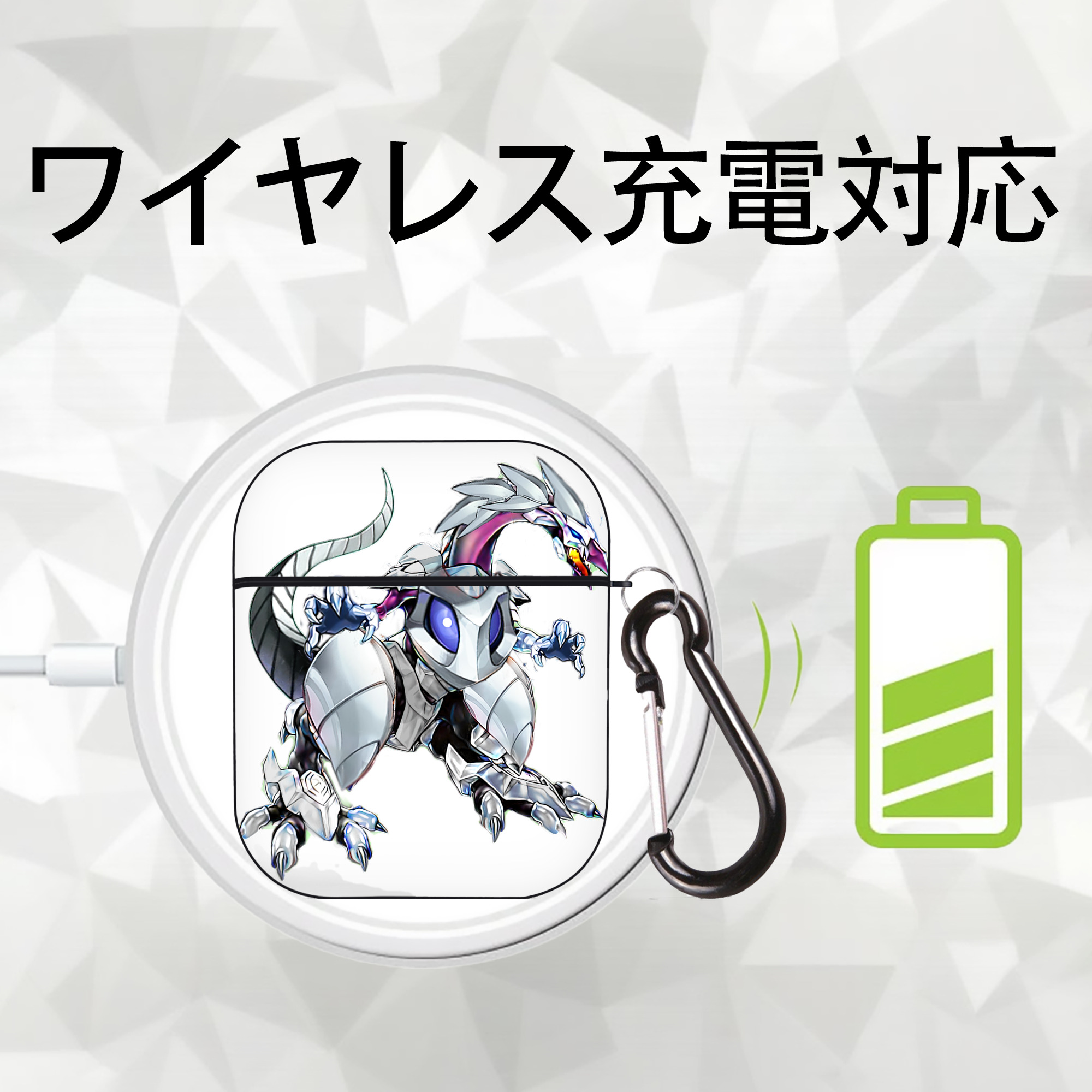 遊☆戯☆王 Yu-Gi-Oh! AirPods 第2世代保護ケース ハードシェル ブラック 耐衝撃・防指紋・カラビナ付き