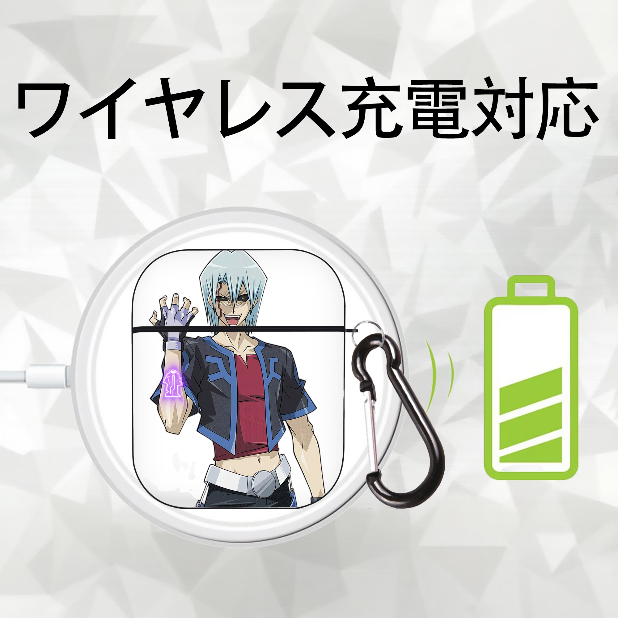 遊☆戯☆王 Yu-Gi-Oh! AirPods 第2世代保護ケース ハードシェル ブラック 耐衝撃・防指紋・カラビナ付き