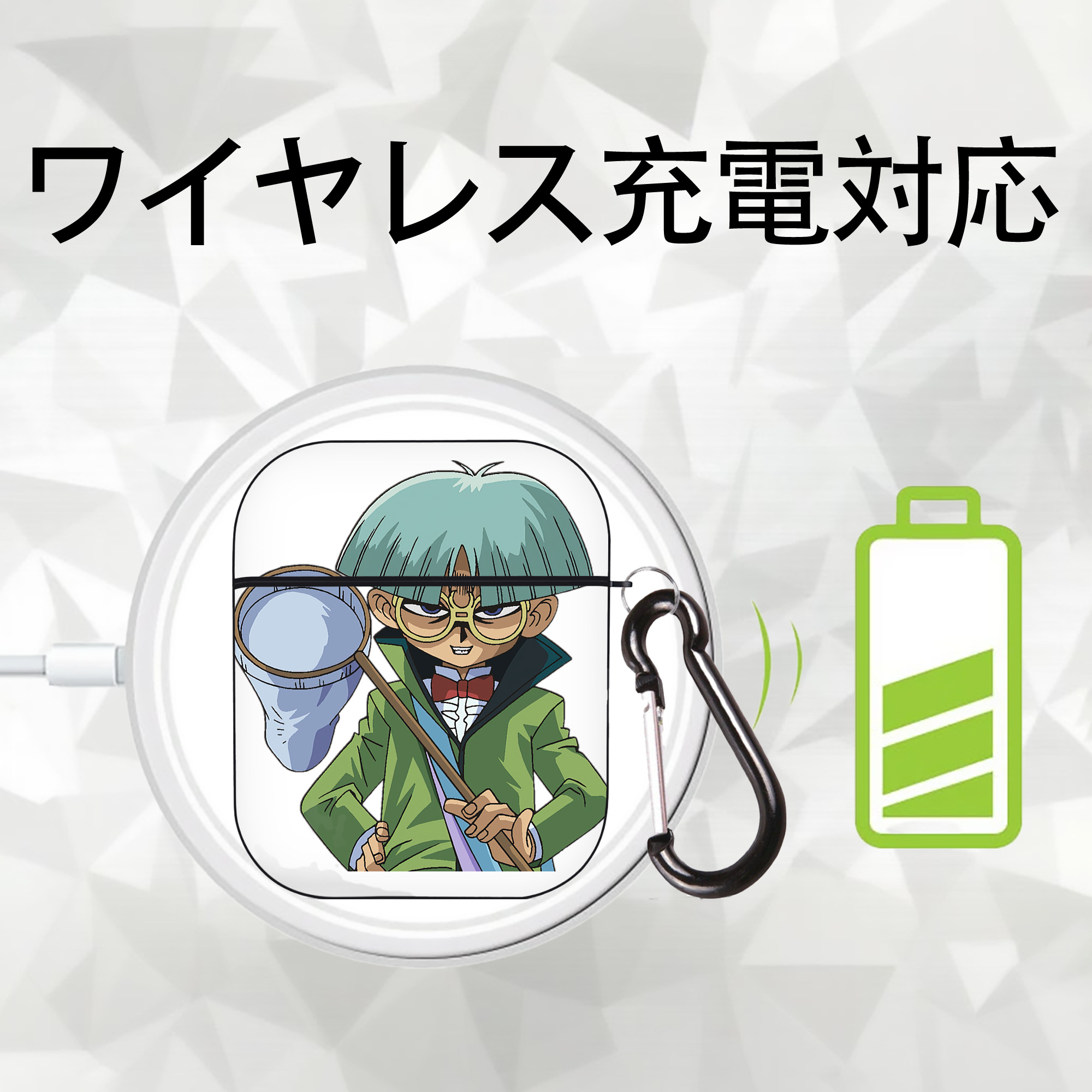 遊☆戯☆王 Yu-Gi-Oh! AirPods 第2世代保護ケース ハードシェル ブラック 耐衝撃・防指紋・カラビナ付き