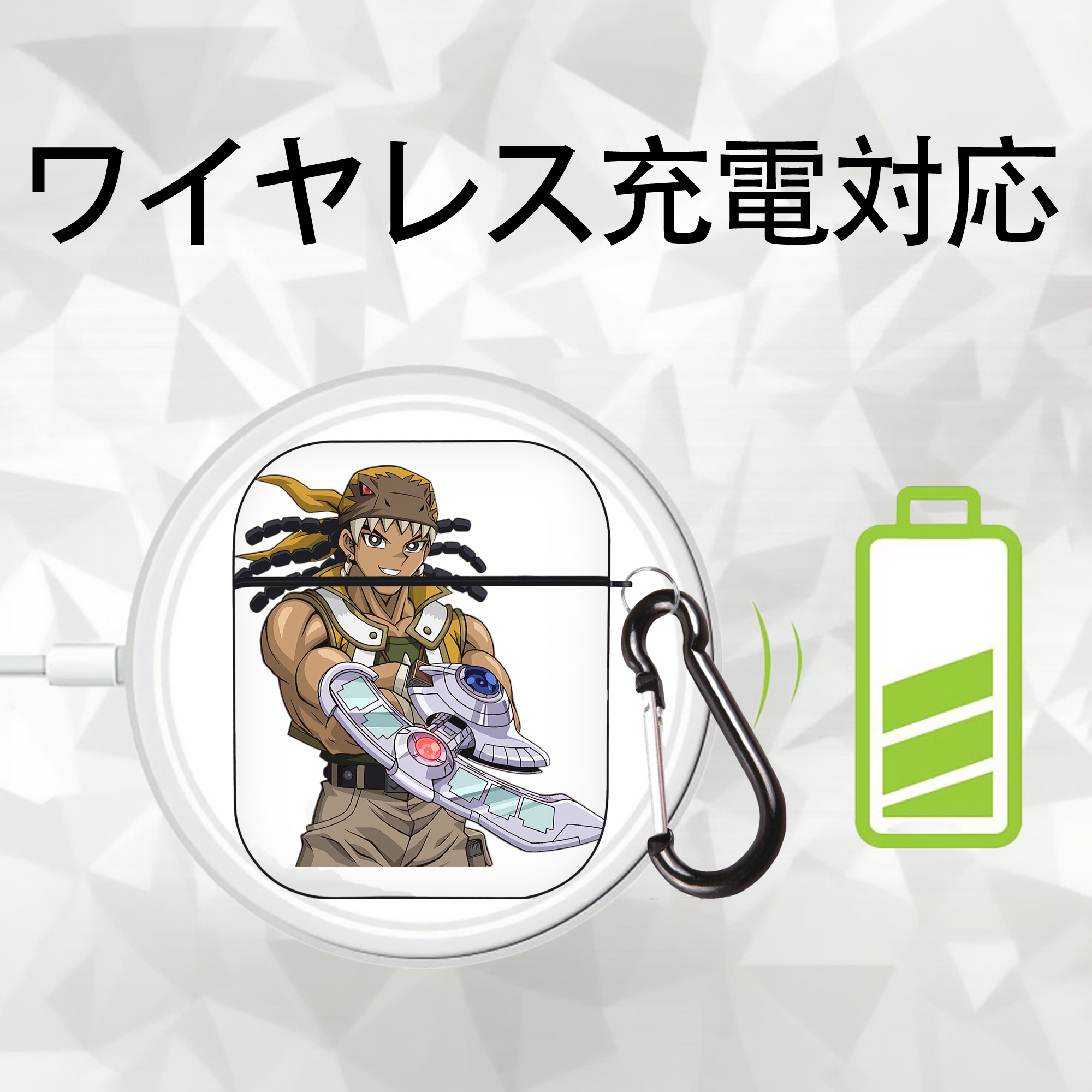 遊☆戯☆王 Yu-Gi-Oh! AirPods 第2世代保護ケース ハードシェル ブラック 耐衝撃・防指紋・カラビナ付き