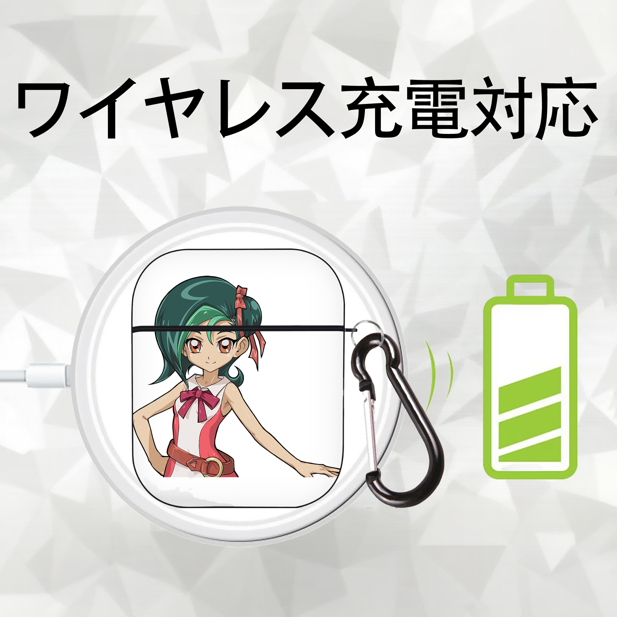 遊☆戯☆王 Yu-Gi-Oh! AirPods 第2世代保護ケース ハードシェル ブラック 耐衝撃・防指紋・カラビナ付き