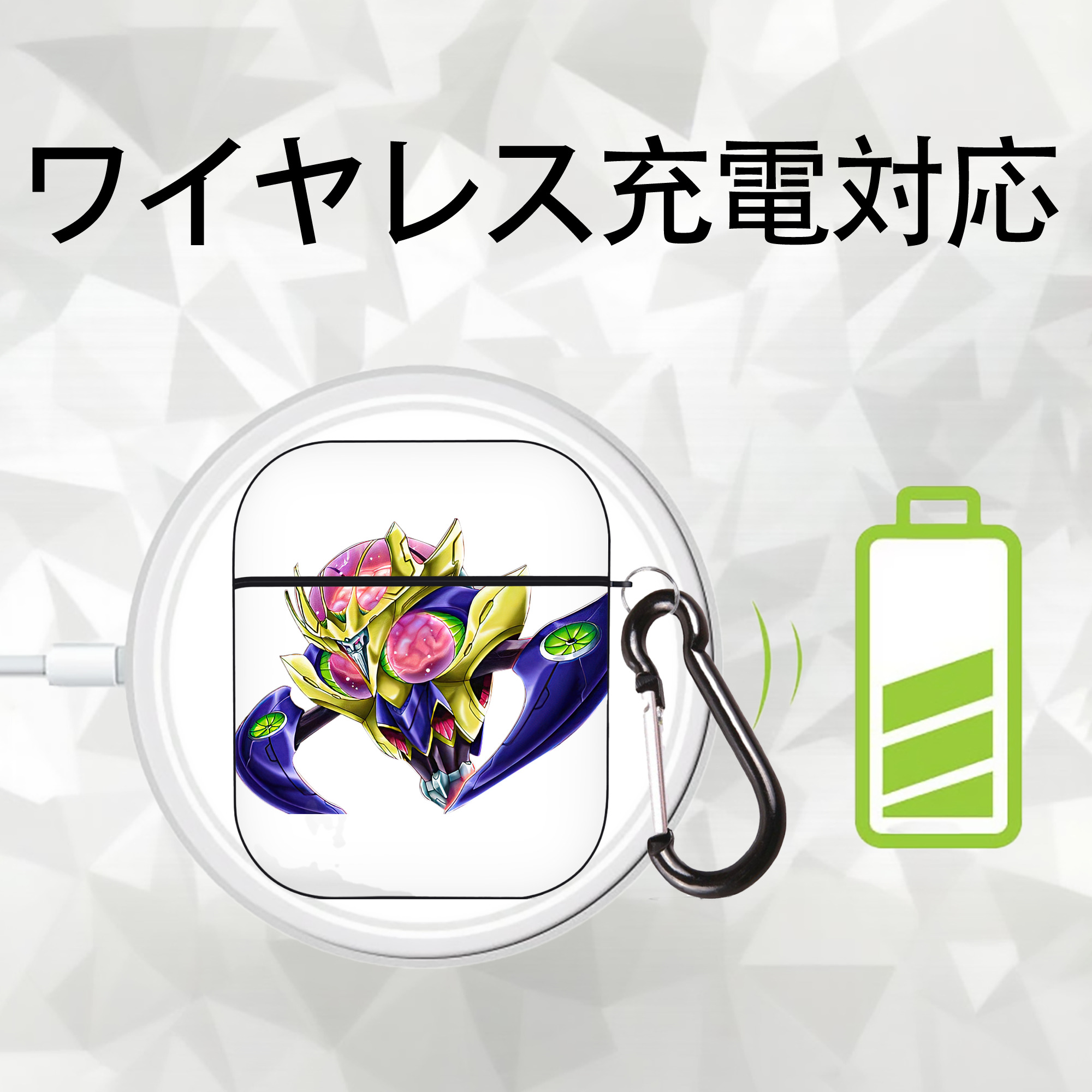 遊☆戯☆王 Yu-Gi-Oh! AirPods 第2世代保護ケース ハードシェル ブラック 耐衝撃・防指紋・カラビナ付き